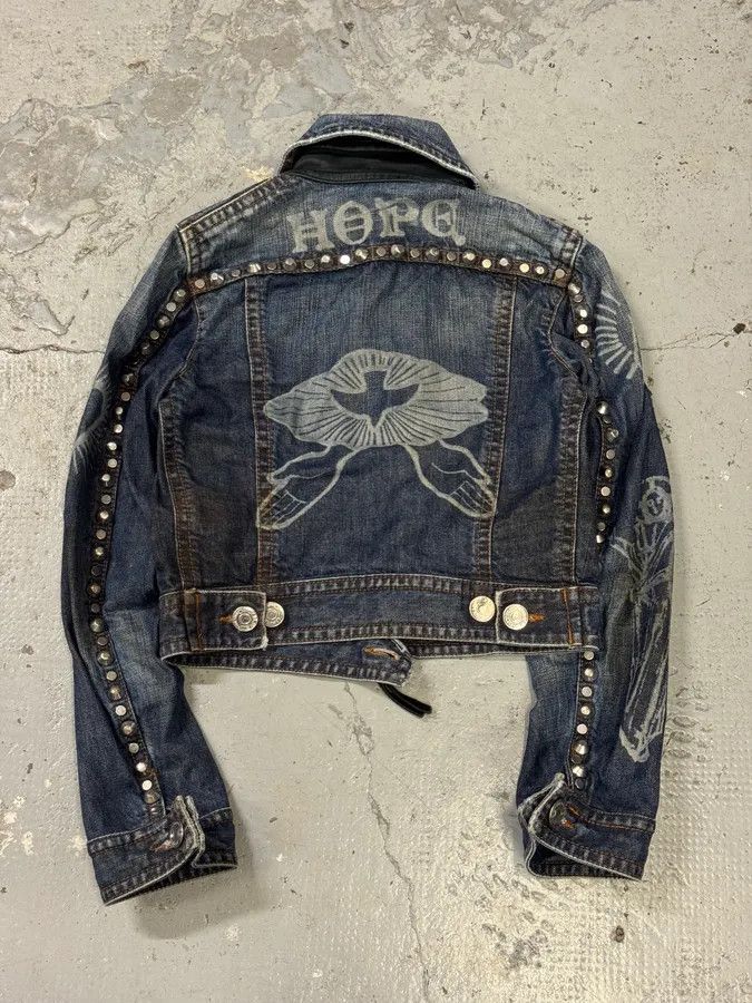 Designer × Dsquared2 × Vintage FW2005 Dsquared2 Jesus Lord Peace Cropped Denim Jacket Size XS / US 0-2 / IT 36-38 - 3 Thumbnail