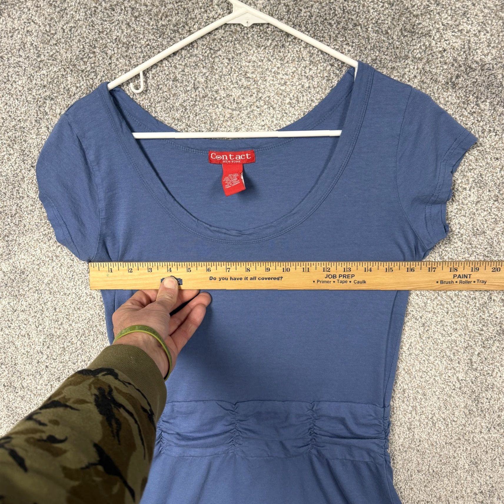 Vintage Contact New York Dress M Women Blue Solid Knee-Length Cotton Blend Jersey Cap Sleeve Scoop Neck Casual Size M / US 6-8 / IT 42-44 - 2 Thumbnail