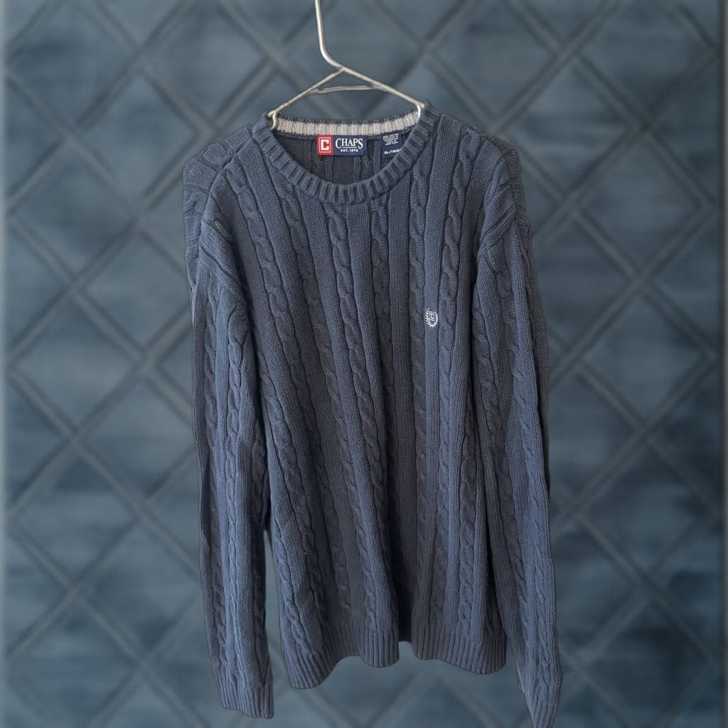 Chaps Chaps Sweater Pullover Cable Knit Long Sleeve Crew Neck XL Blue Men's Size US XL / EU 56 / 4 - 1 Thumbnail