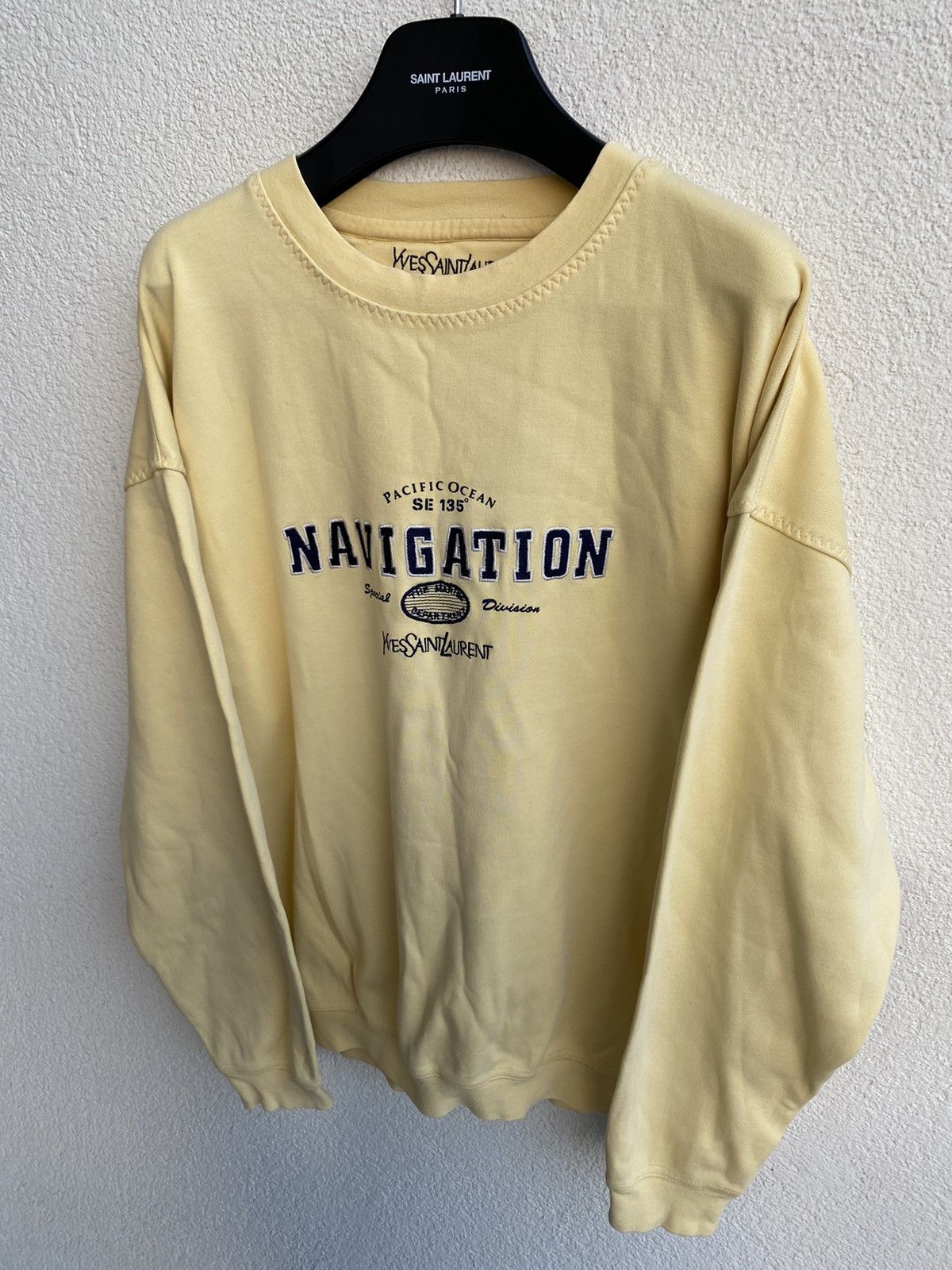 Yves Saint Laurent 90s YSL Sweatshirt Yellow Sweater Vintage Big Logo y2k Size US L / EU 52-54 / 3 - 18 Thumbnail