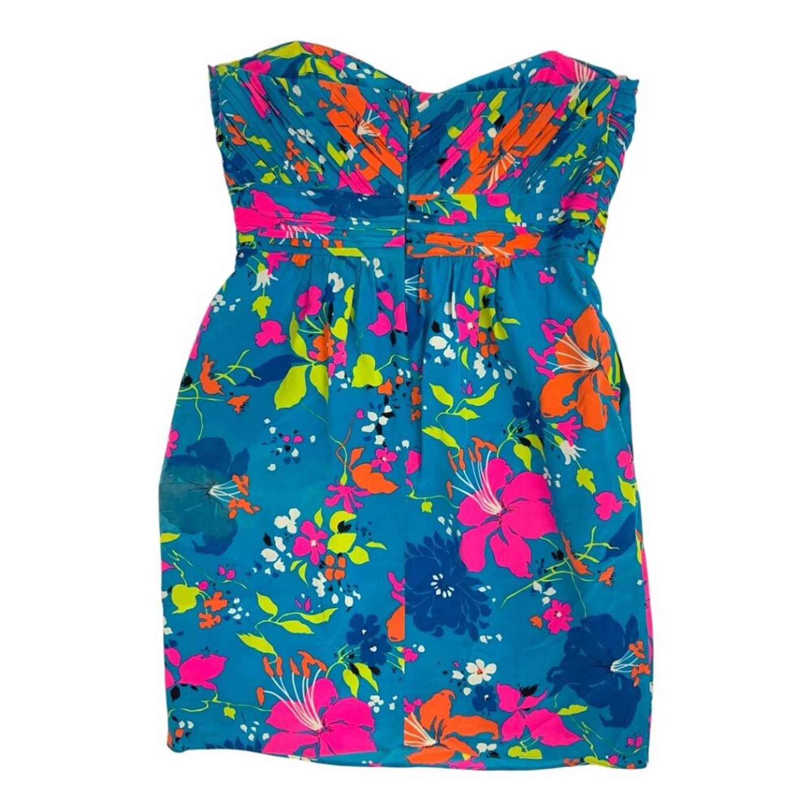 Other Shoshanna 100% Silk Blue Strapless Floral Mini Dress Size 4 Size S / US 4 / IT 40 - 5 Thumbnail