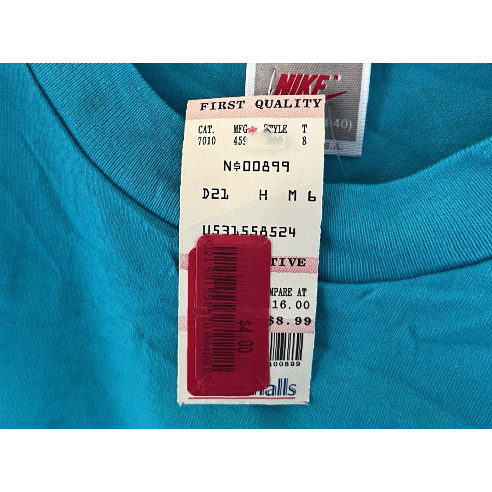 Nike VINTAGE Nike T-Shirt Womens M Deadstock NWT 90s USA Made Blue Graphic 80s single stitch aka Electric blue 100% cotton Womens Size M / US 6-8 / IT 42-44 - 5 Thumbnail