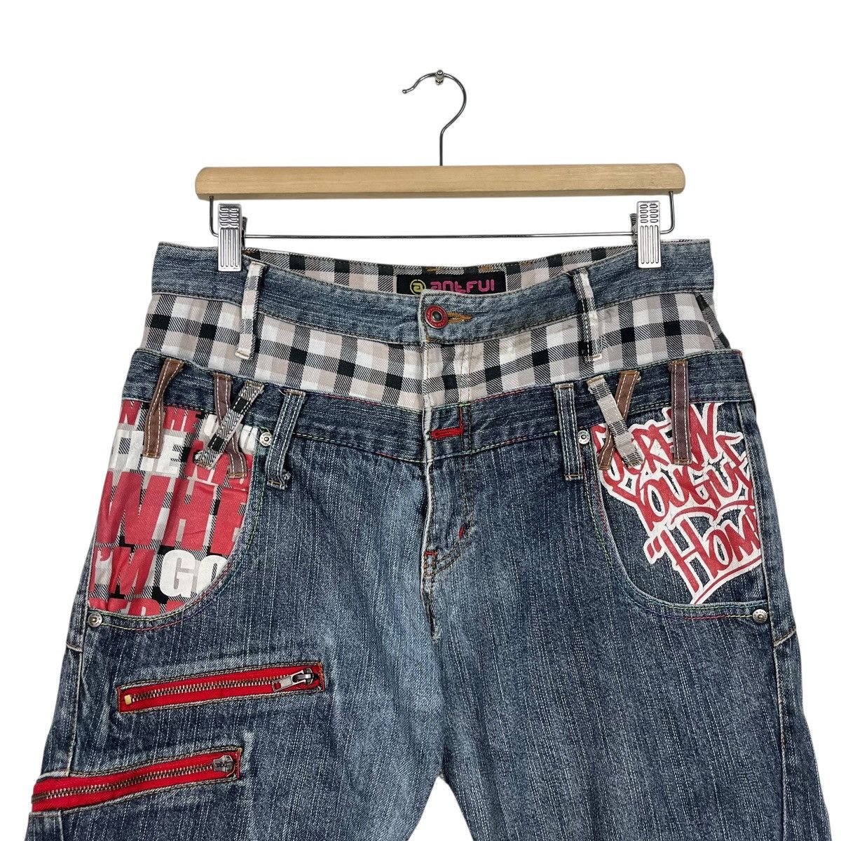 Seditionaries Vintage Antfui Double Waist Distressed Denim Jeans Size US 32 / EU 48 - 2 Thumbnail