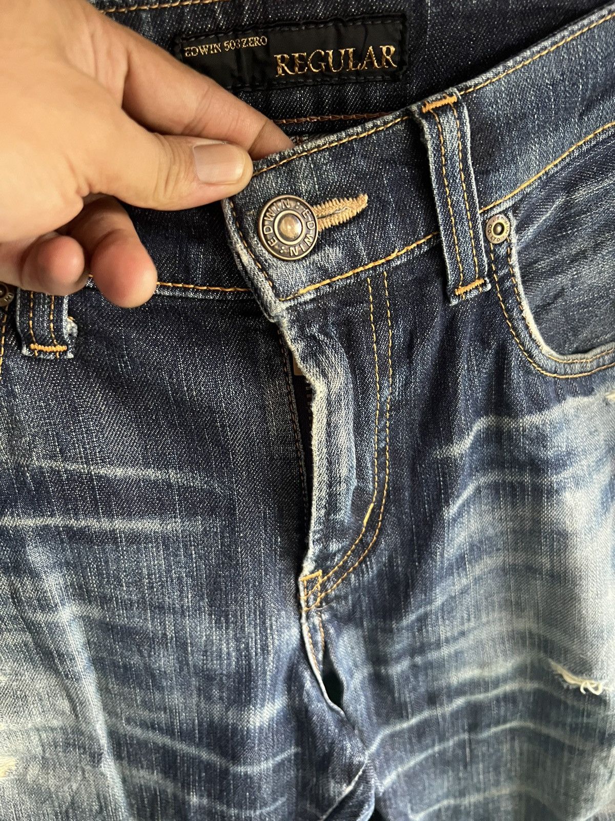 Edwin 🔥Edwin 503 Zero Flared Distressed Denim Size US 31 - 9 Thumbnail