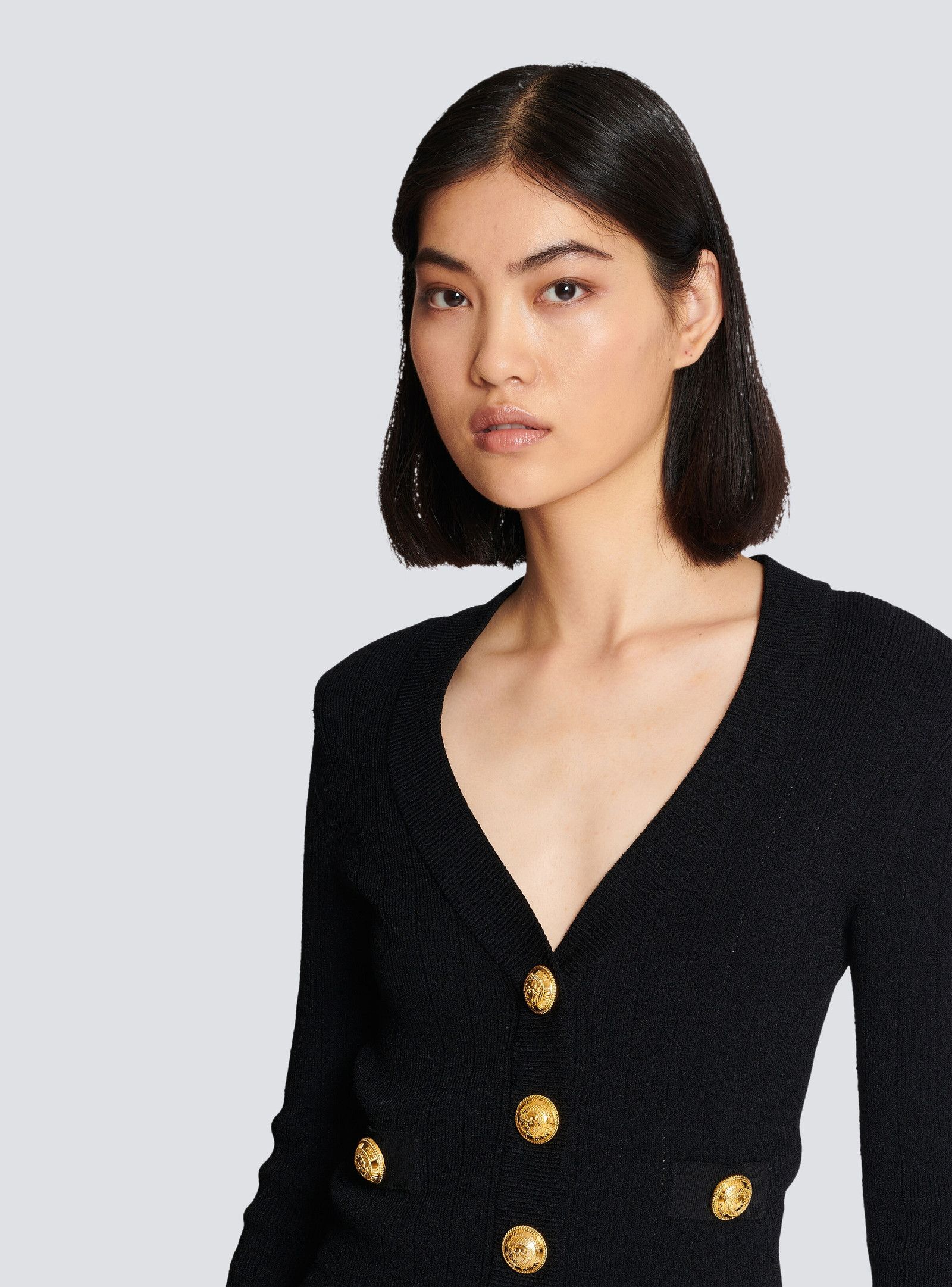 Balmain o1loc1c0526 Cropped cardigan in Black Size L / US 10 / IT 46 - 6 Thumbnail