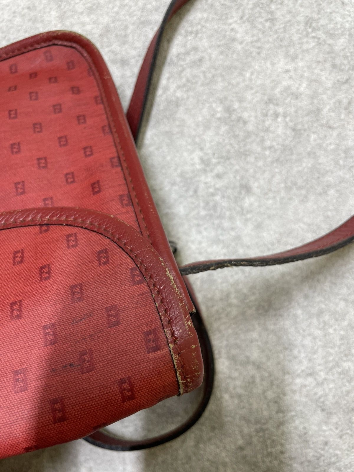 Fendi Vintage Fendi Red Zucca Monogram Shoulder Bag Size ONE SIZE - 14 Thumbnail