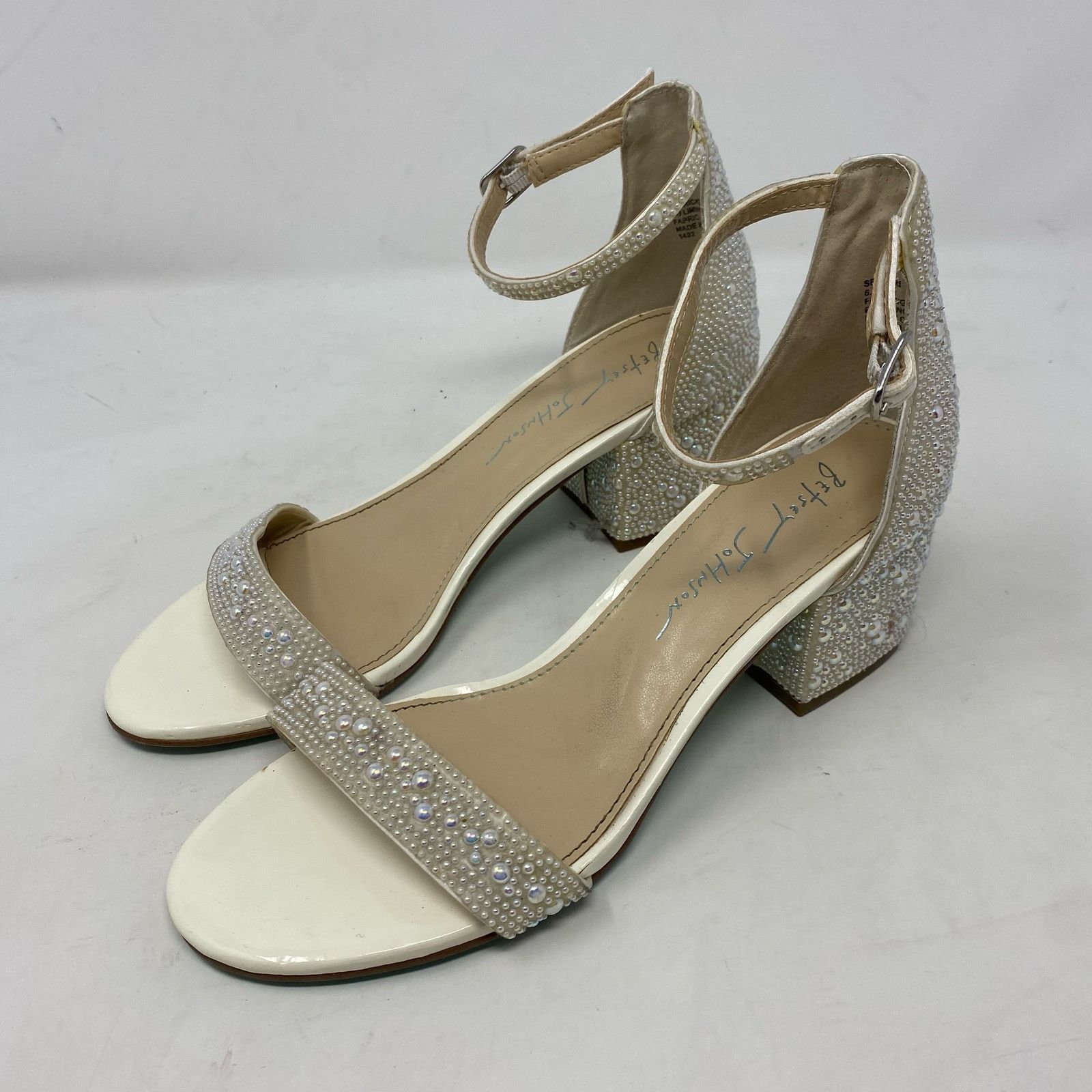 Betsey Johnson Betsey Johnson Mari Crystal Ankle Strap White Sandal 6.5 Size US 6.5 / IT 36.5 - 1 Thumbnail