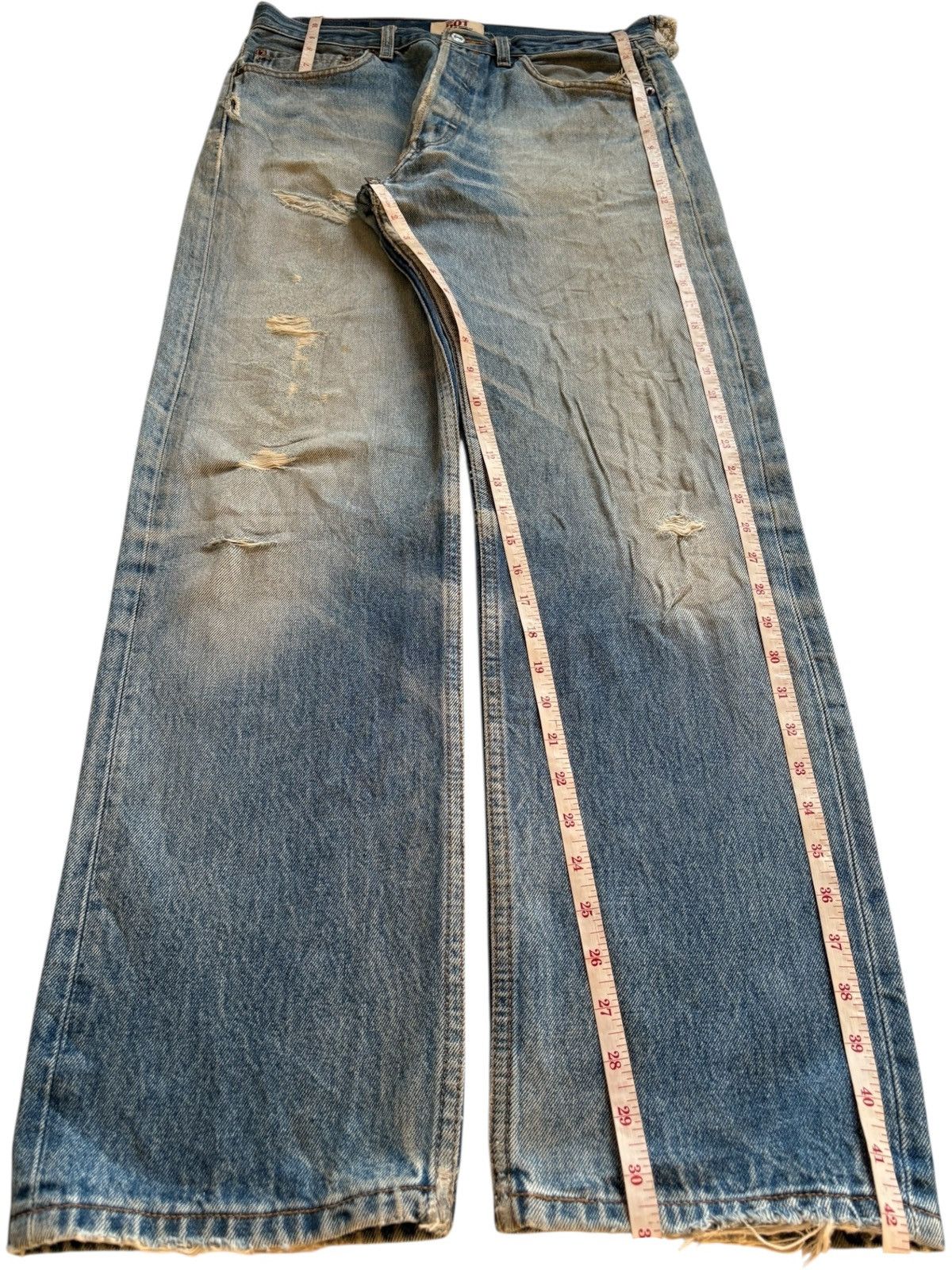 LVC × Levi's × Levi's Vintage Clothing Vintage 90s Levis 501 Mud Wash Distressed Ripped Loose Jean Size US 31 - 12 Thumbnail