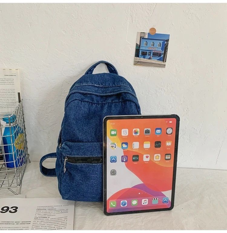 Japanese Brand Sewing Thread Zippered Denim Backpack Size ONE SIZE - 5 Thumbnail