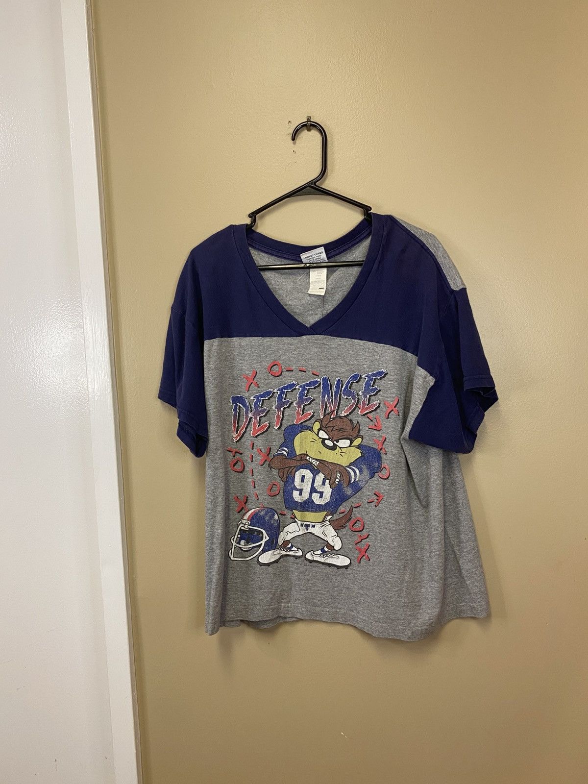 Vintage 1996 Looney Tuned Defense Taz Ringer T-Shirt Size US L / EU 52-54 / 3 - 1 Thumbnail