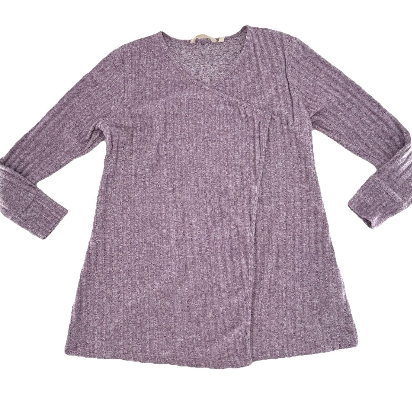 Soft Surroundings Soft Surroundings Cardigan Woman XS Round Neck Long Sleeve Solid Knit Open Boho Bohemian Purple" Size XS / US 0-2 / IT 36-38 - 2 Thumbnail