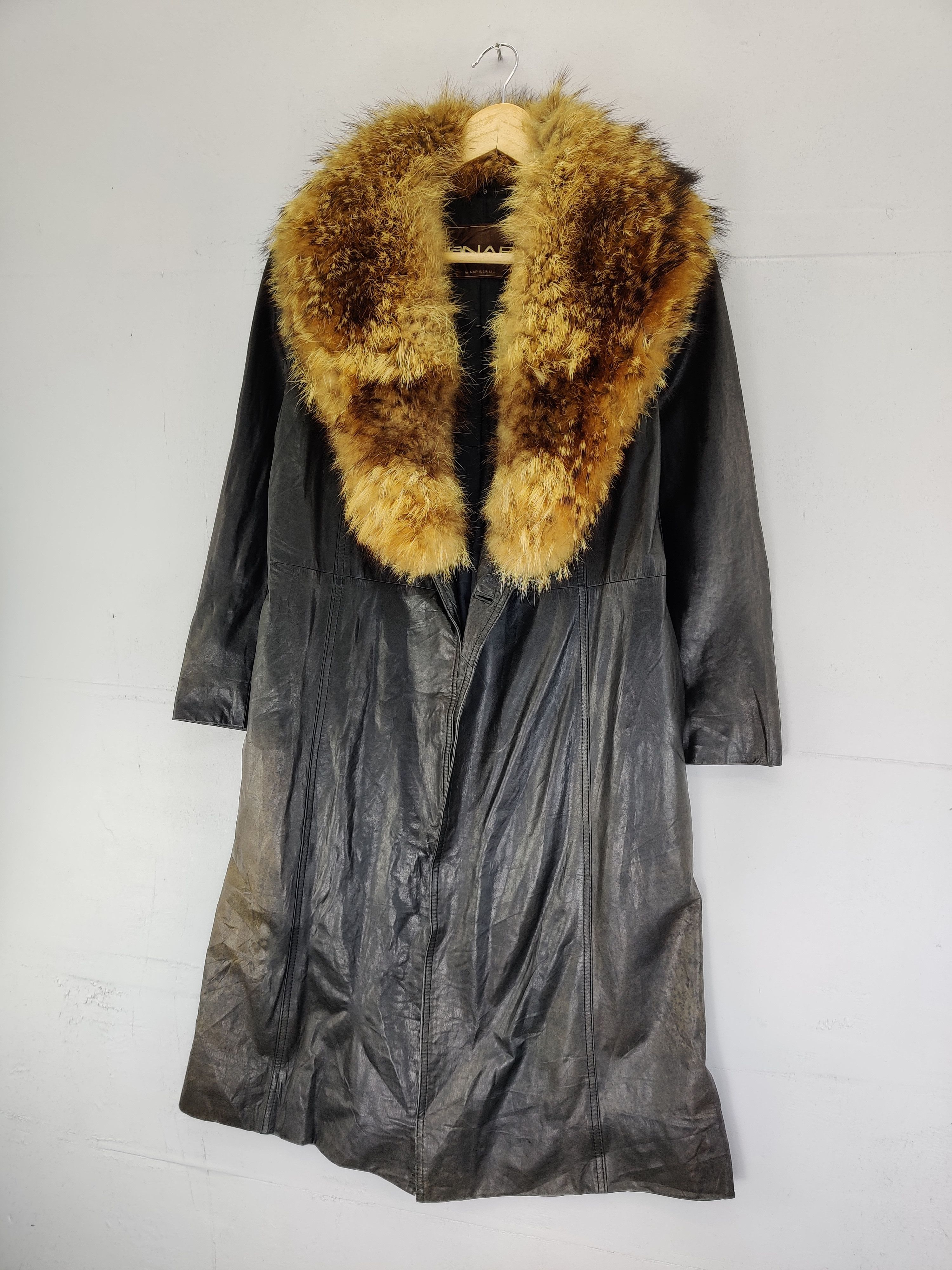 Japanese Brand Vintage Anap Leather Trench Coat Faux Fur Long Coat Size US S / EU 44-46 / 1 - 2 Thumbnail