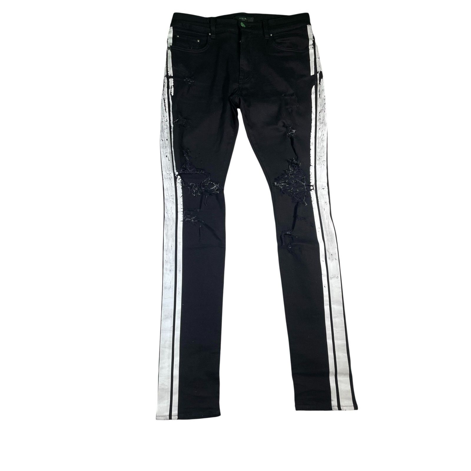Amiri Amiri Thrasher Black & White Jeans Size US 33 - 1 Thumbnail