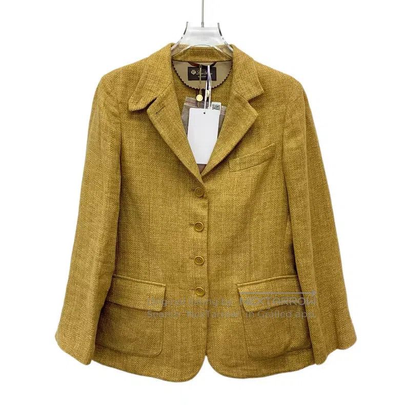 Loro Piana Loro Piana Yellow Linen Notched Collar Single-Breasted Lon Size XS / US 0-2 / IT 36-38 - 1 Thumbnail
