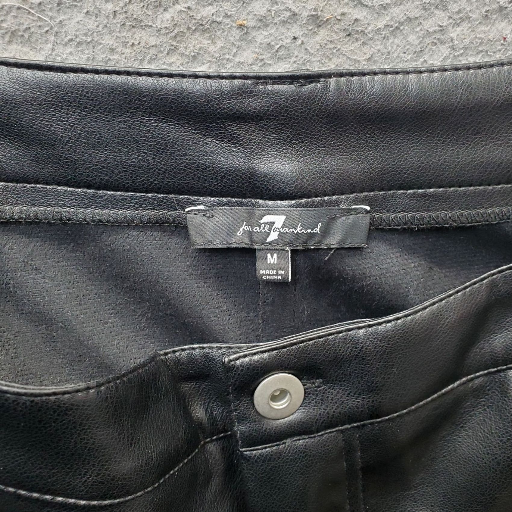 7 For All Mankind 7 For All Mankind Mens Faux Leather Cargo Pants M Black Fleece Lined Straight Size US 31 - 7 Thumbnail