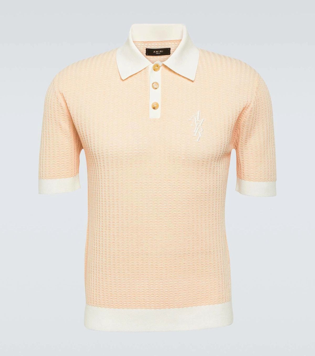 Amiri o1y0525 Logo Polo Shirt in Light Pink/White Size US XS / EU 42 / 0 - 1 Thumbnail
