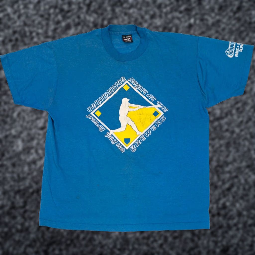 Vintage VINTAGE Milwaukee Brewers MLB Blue T-Shirt Men XL Single Stitch Crew Neck Size US XL / EU 56 / 4 - 1 Thumbnail