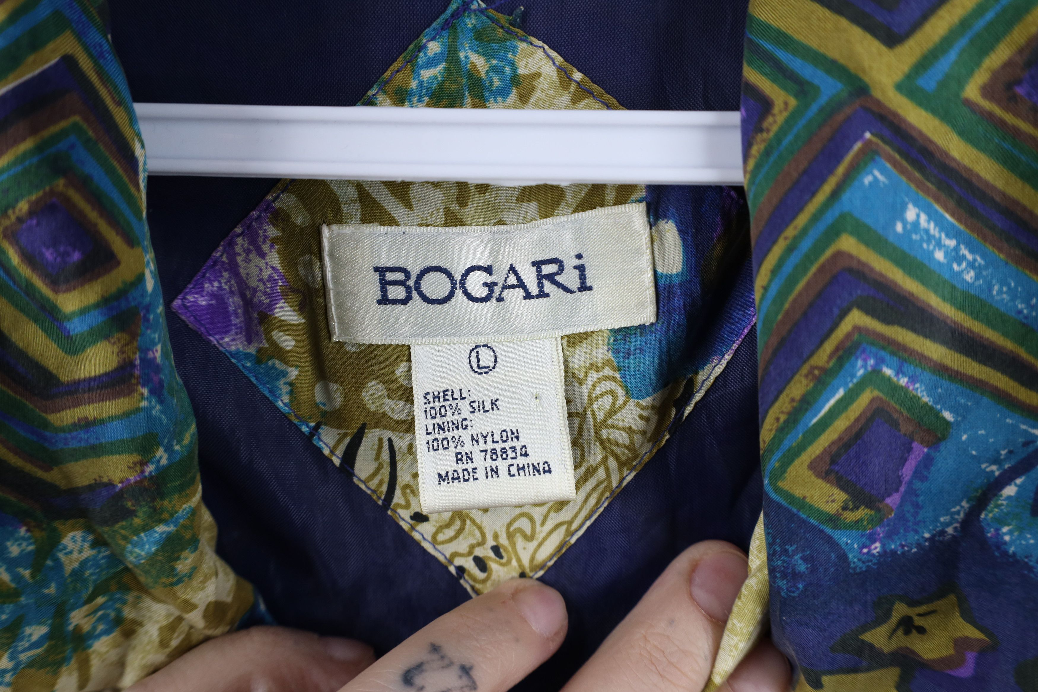 Vintage Vintage 90s Streetwear Abstract Geometric Silk Bomber Jacket Size L / US 10 / IT 46 - 8 Thumbnail