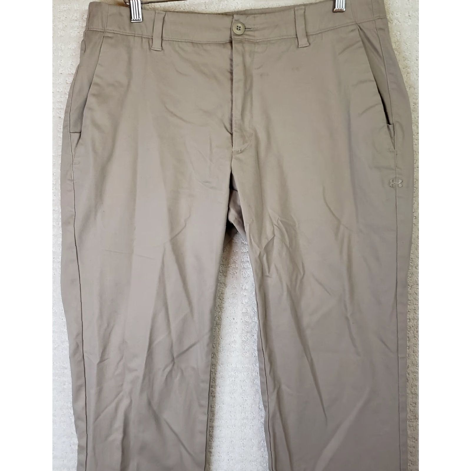Under Armour Under Armour Chino Pants Men's Size 36 Regular Beige Stretch Golf Pants Straight Leg Slip Pocket UA Embroidered 34" Inseam Golf Theme Size US 36 / EU 52 - 2 Thumbnail