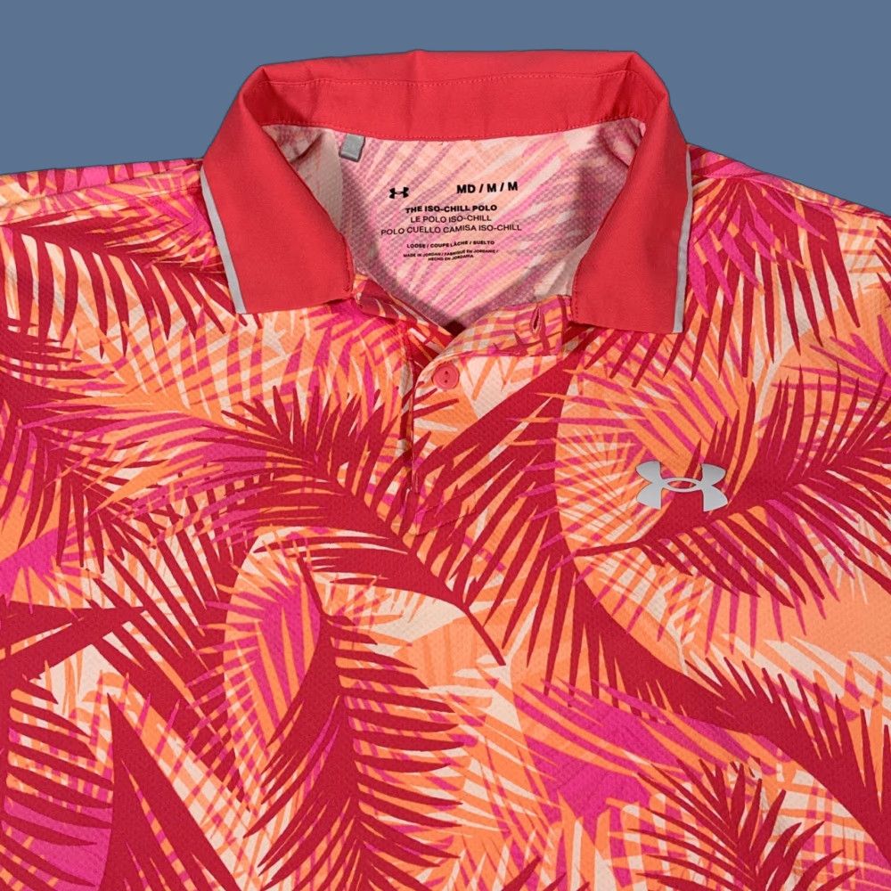 Under Armour Under Armour Iso-Chill Performance Polo Shirt Mens Medium Pink Floral Golf Size US M / EU 48-50 / 2 - 1 Thumbnail