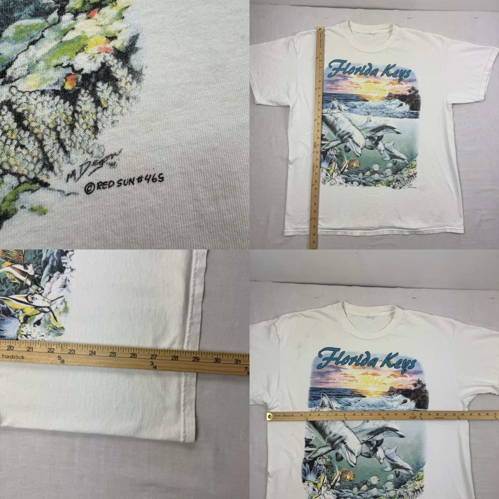Vintage VINTAGE Florida Keys Ocean Nature T Shirt Adult XL White Dolphins 90s Mens Size US XL / EU 56 / 4 - 8 Thumbnail