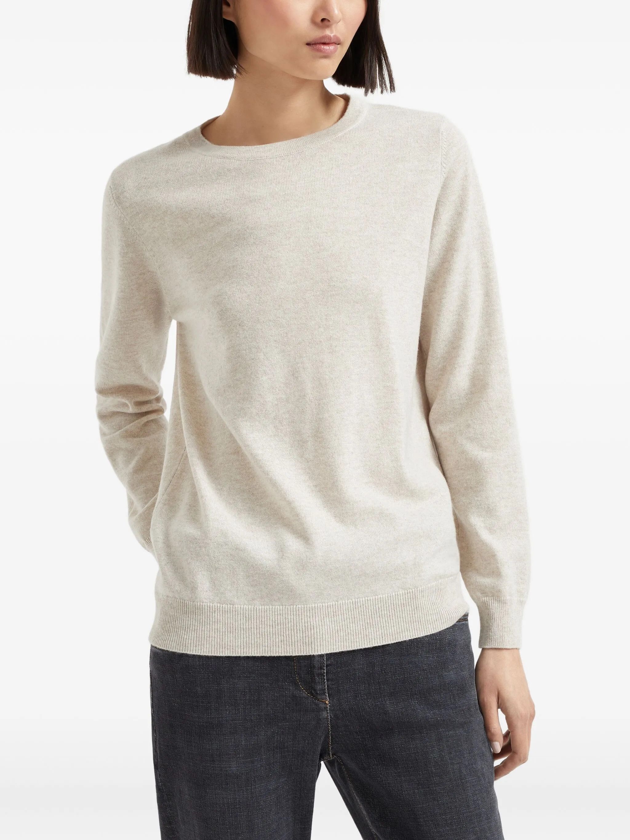 Brunello Cucinelli o1w1db10825 Cashmere Sweater in Beige/Khaki Size XL / US 12-14 / IT 48-50 - 3 Thumbnail