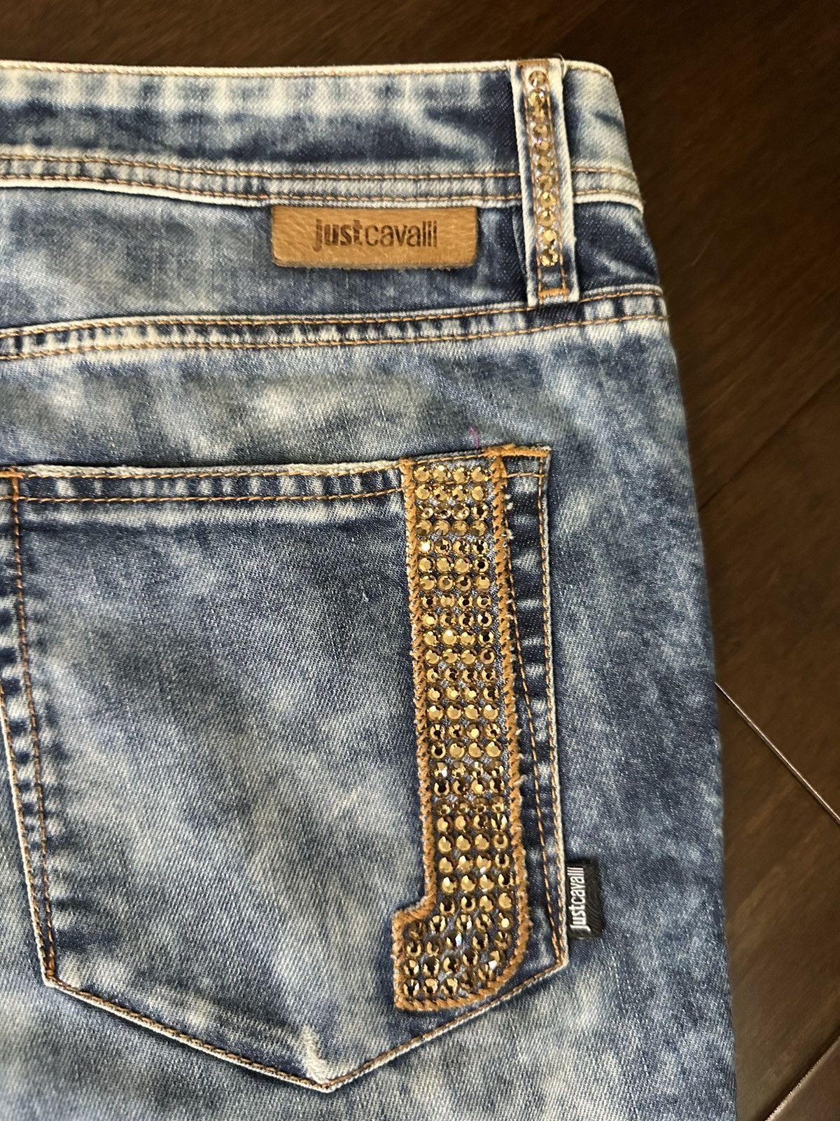 Just Cavalli Just Cavalli Women's Studded Embellished Blue Denim Jeans Size 24" / US 00 / IT 34 - 13 Thumbnail