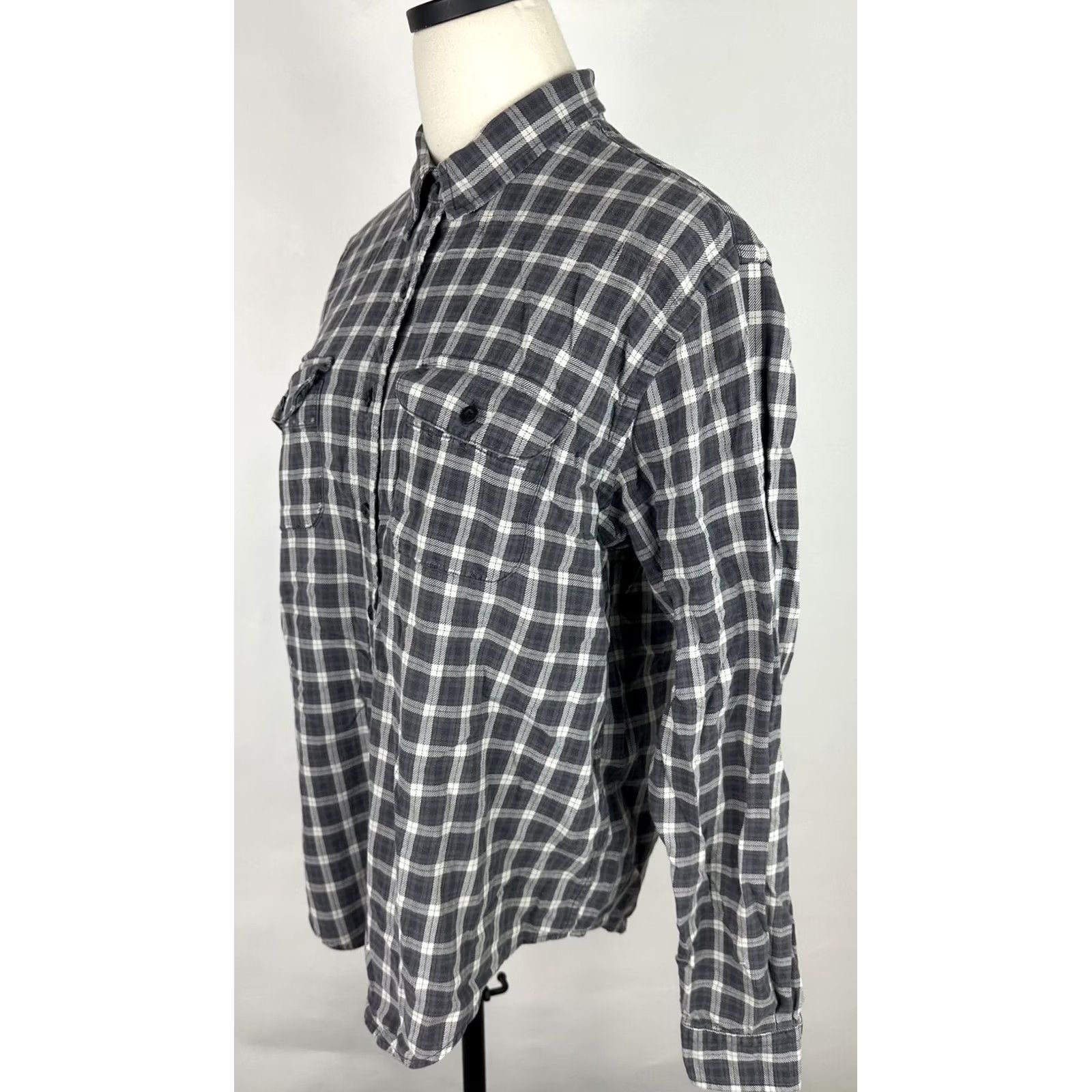 Lands' End VINTAGE Lands' End Shirt Womens M Gray Plaid Button-Up 90s Casual Womens Size M / US 6-8 / IT 42-44 - 7 Thumbnail