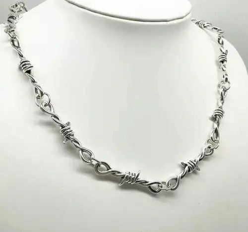 Japanese Brand × Jewelry Barbed Wire Chrome Necklace Spike Post Grunge Punk Chain Size ONE SIZE - 3 Thumbnail
