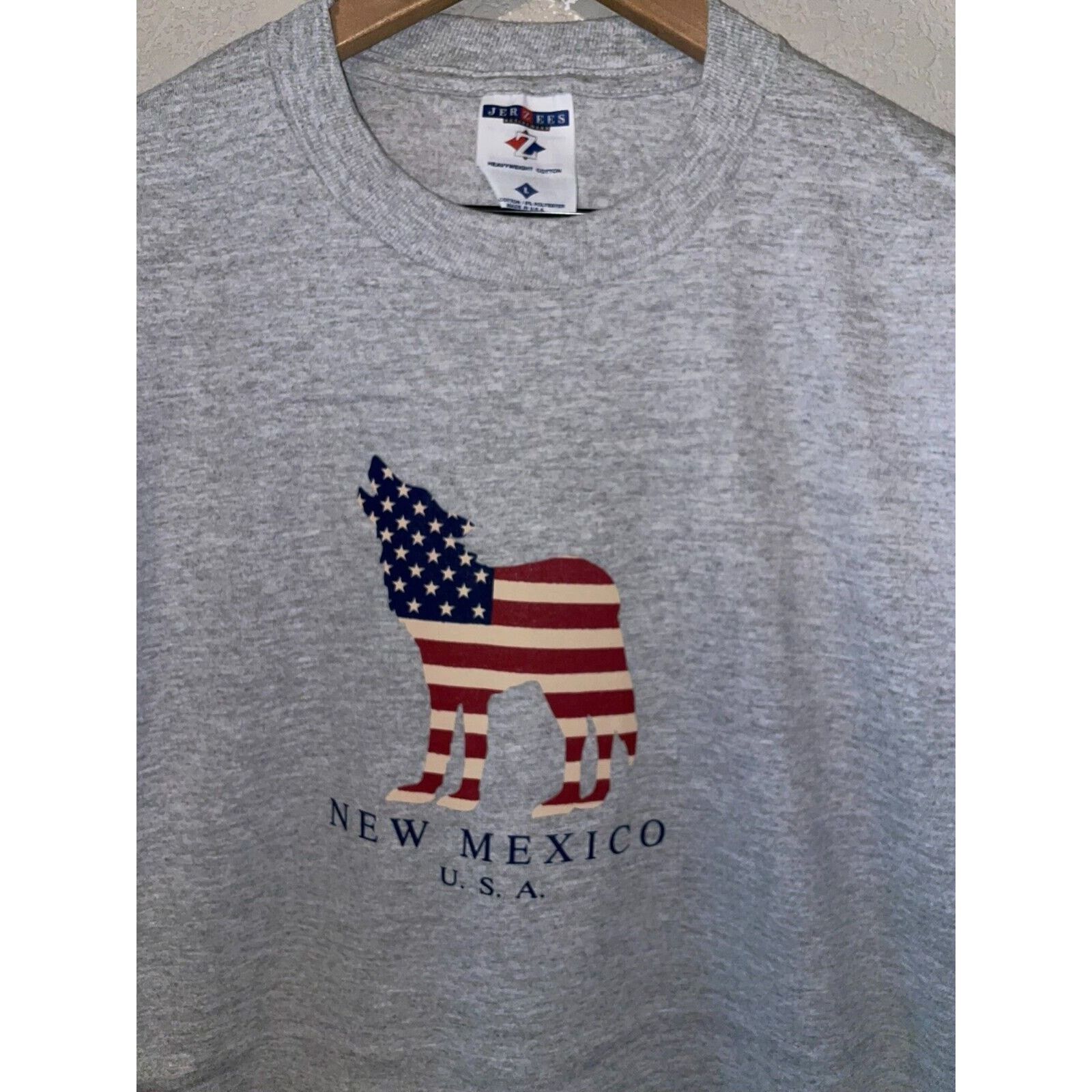 Jerzees Vintage New Mexico Shirt NM USA Gray Wolf Tee 90s VTG Large Size US L / EU 52-54 / 3 - 5 Thumbnail
