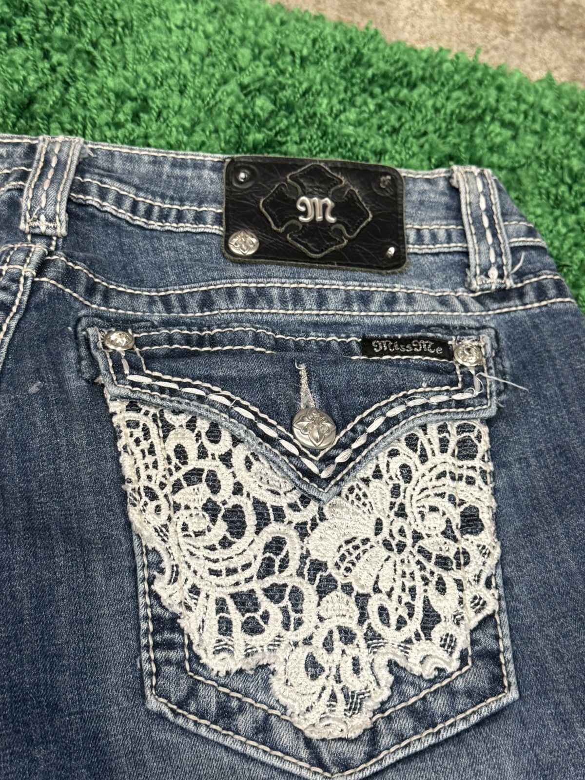 Miss Me Miss Me Embroidered Web Flap Pocket Contrast Stitch Denim 34 Size 34" / US 12 / IT 48 - 4 Thumbnail