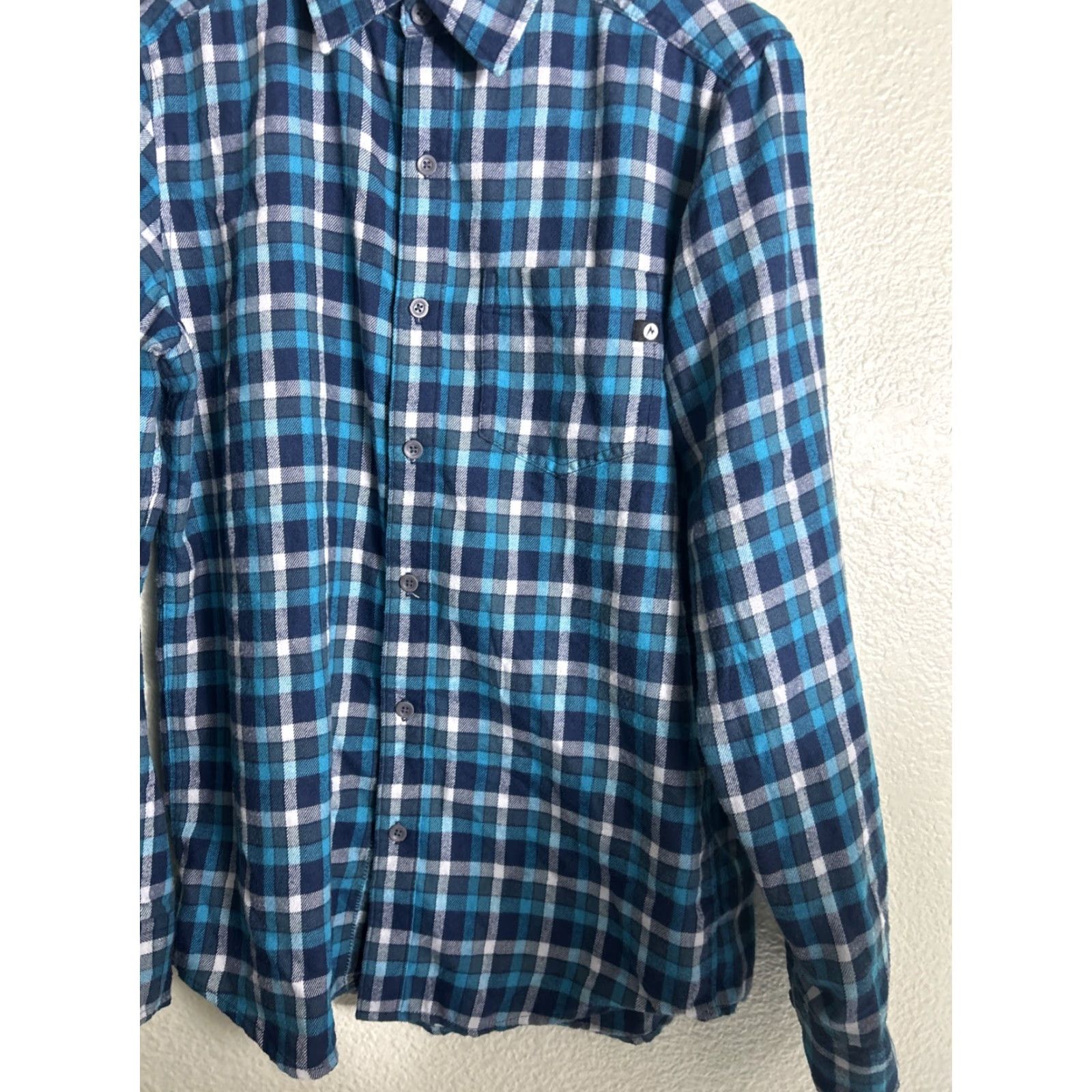 Marmot Marmot Shirt Mens Small Long Sleeve Flannel Cotton Teal Plaid Button-Up Size US S / EU 44-46 / 1 - 4 Thumbnail
