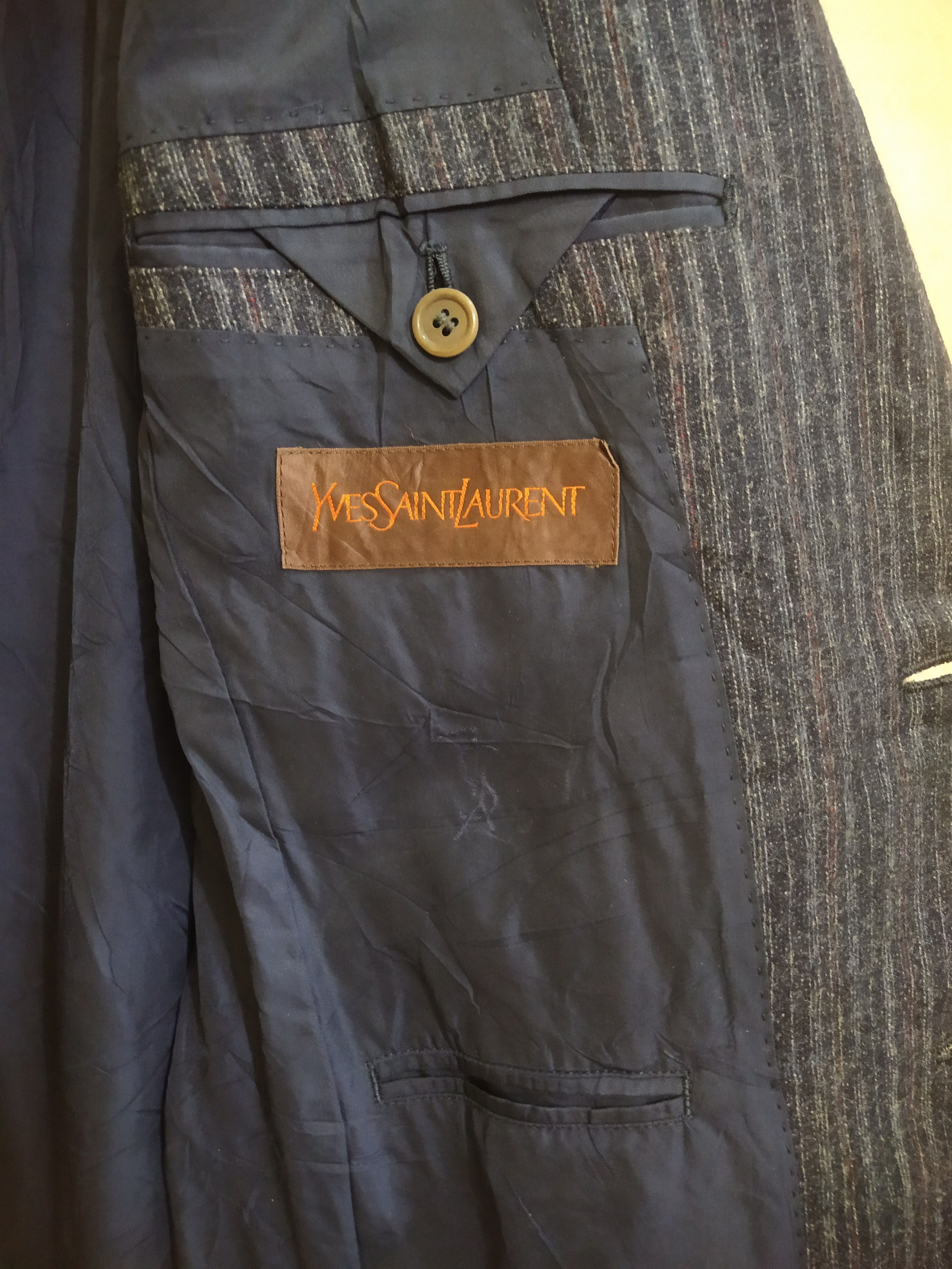 Saint Laurent Paris Vintage 90s Yves Saint Laurent Pinstripe Wool Blazer Size 40L - 8 Thumbnail
