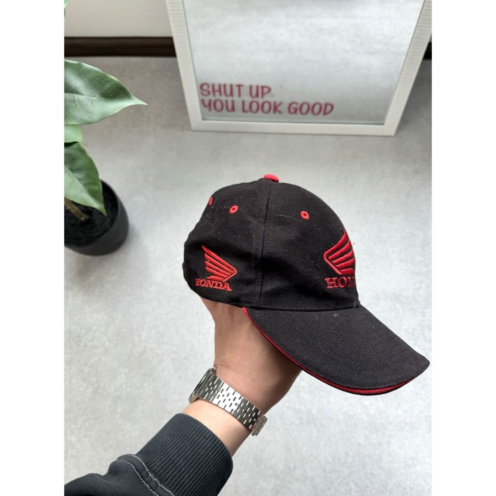 Honda VINTAGE Honda Big Logo Racing Black Cap Men One Size Size ONE SIZE - 4 Thumbnail