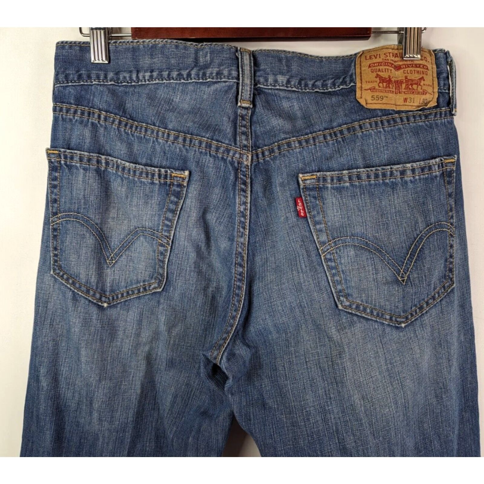 Levi's Levis 559 Jeans Mens 31x30 Relaxed Straight Fit Blue Baggy Whiskered Y2K Size US 31 - 5 Thumbnail