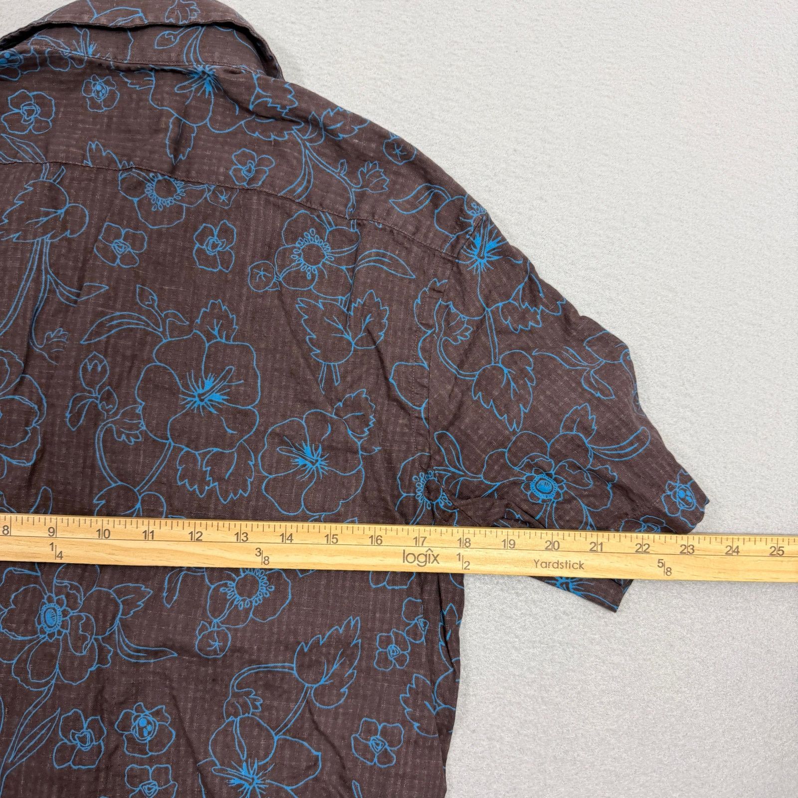 UNTUCKit UNTUCKit Shirt Men's Small Brown Blue Floral Linen Cotton Size US S / EU 44-46 / 1 - 6 Thumbnail