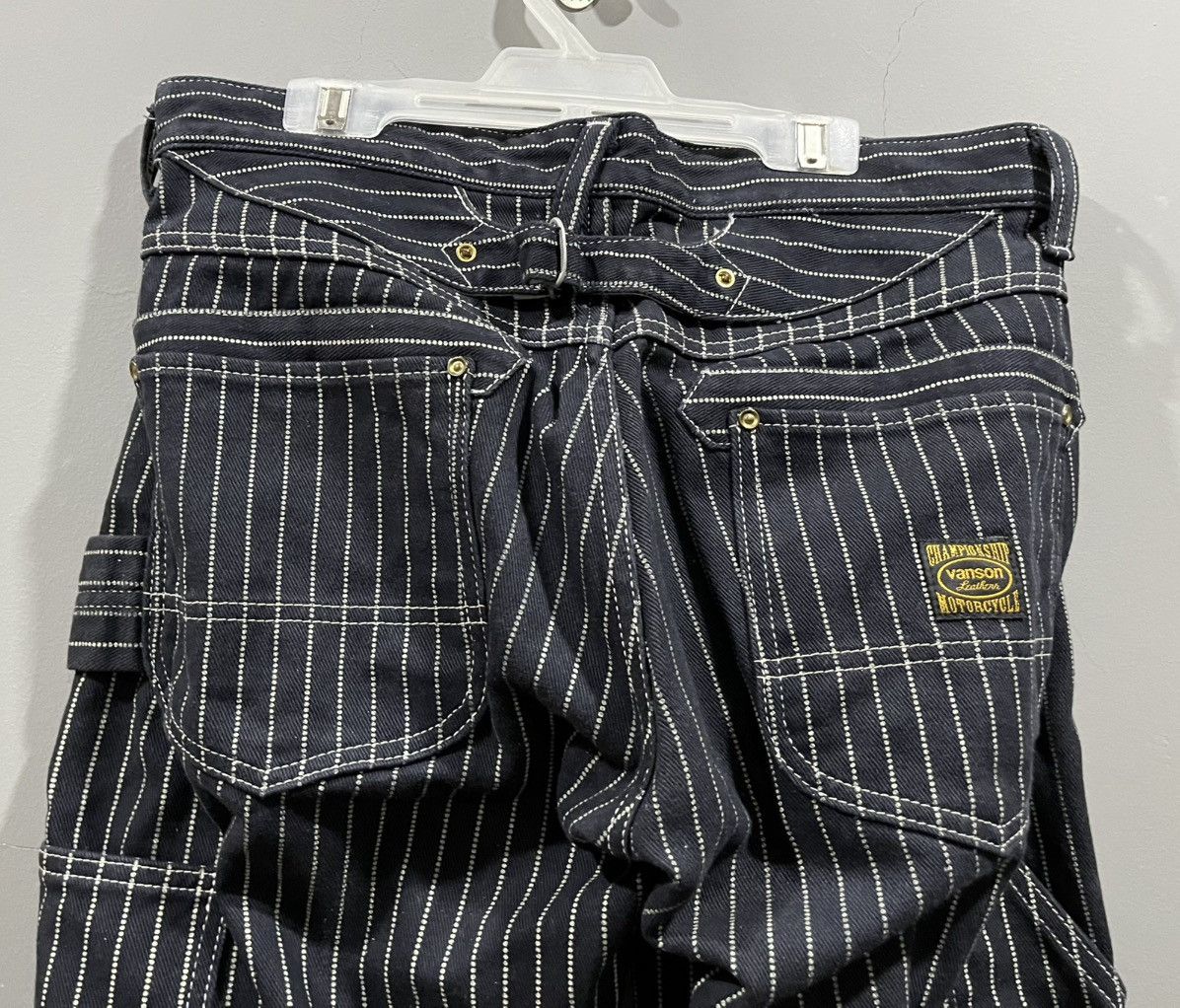 Vanson Leathers Vanson Leather Wabash Stripe Buckle Back Carpenter Pants Size US 31 - 7 Thumbnail