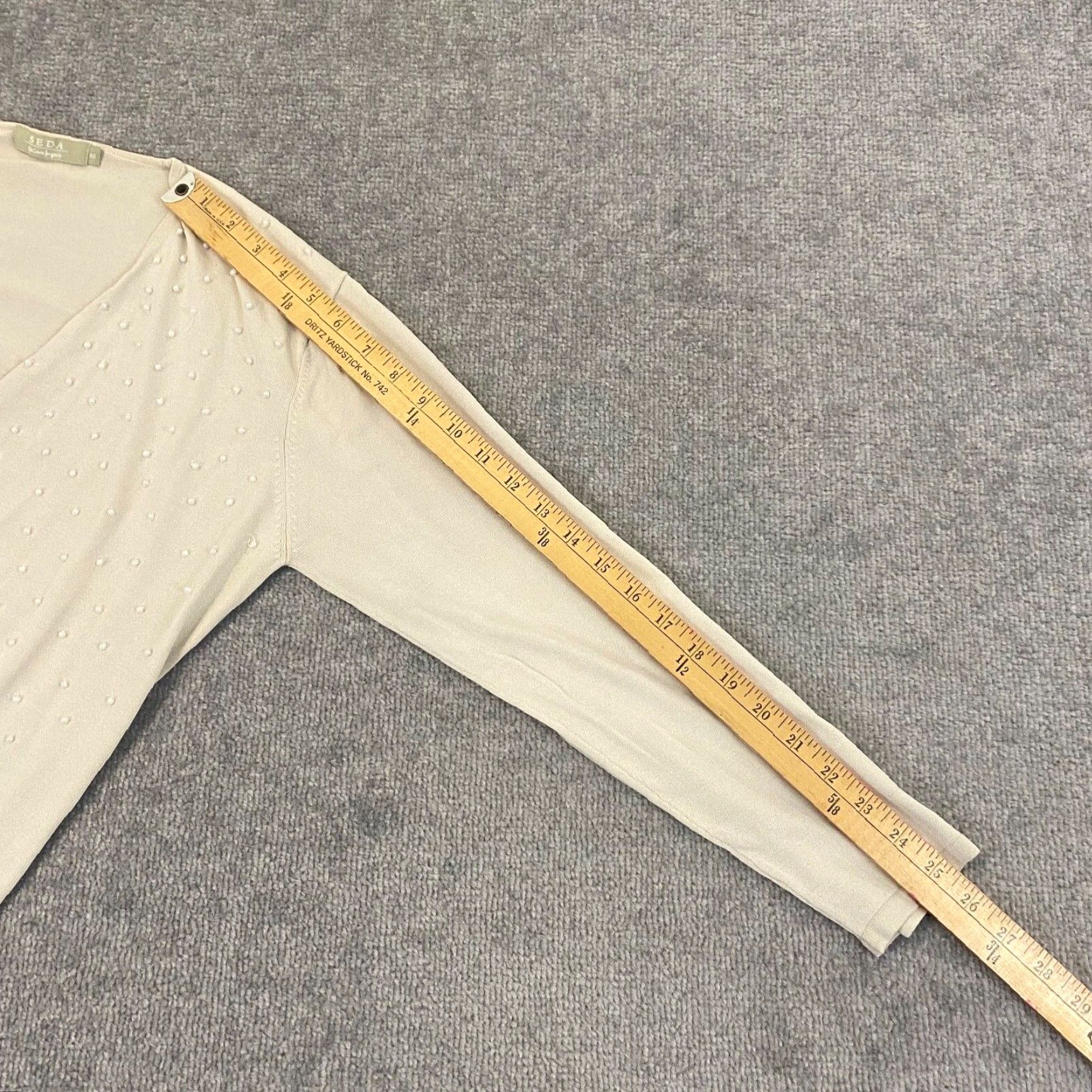 Vintage SEDA Sweater Womens 46 Ivory White Beaded Open Front Seda Silk 3/4 Sleeve Top Size S / US 4 / IT 40 - 7 Thumbnail