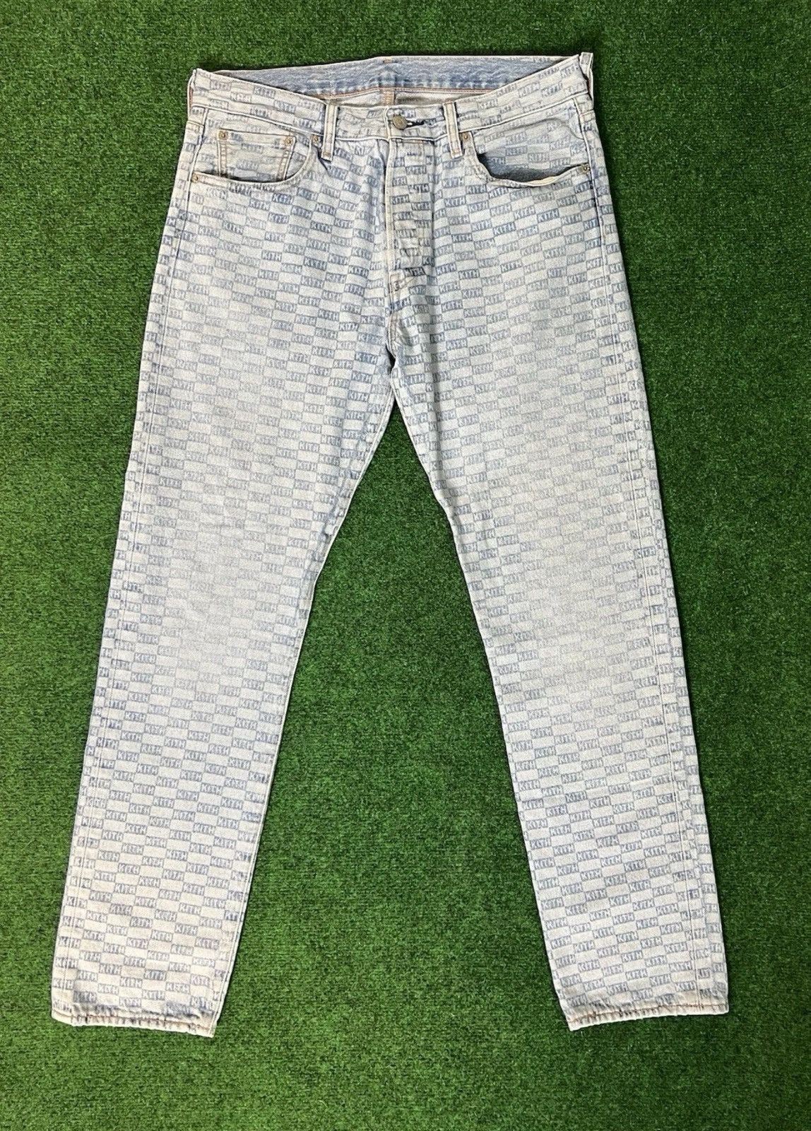 Kith X Levi's Salt Bleached AOP Light Blue Denim 34x32