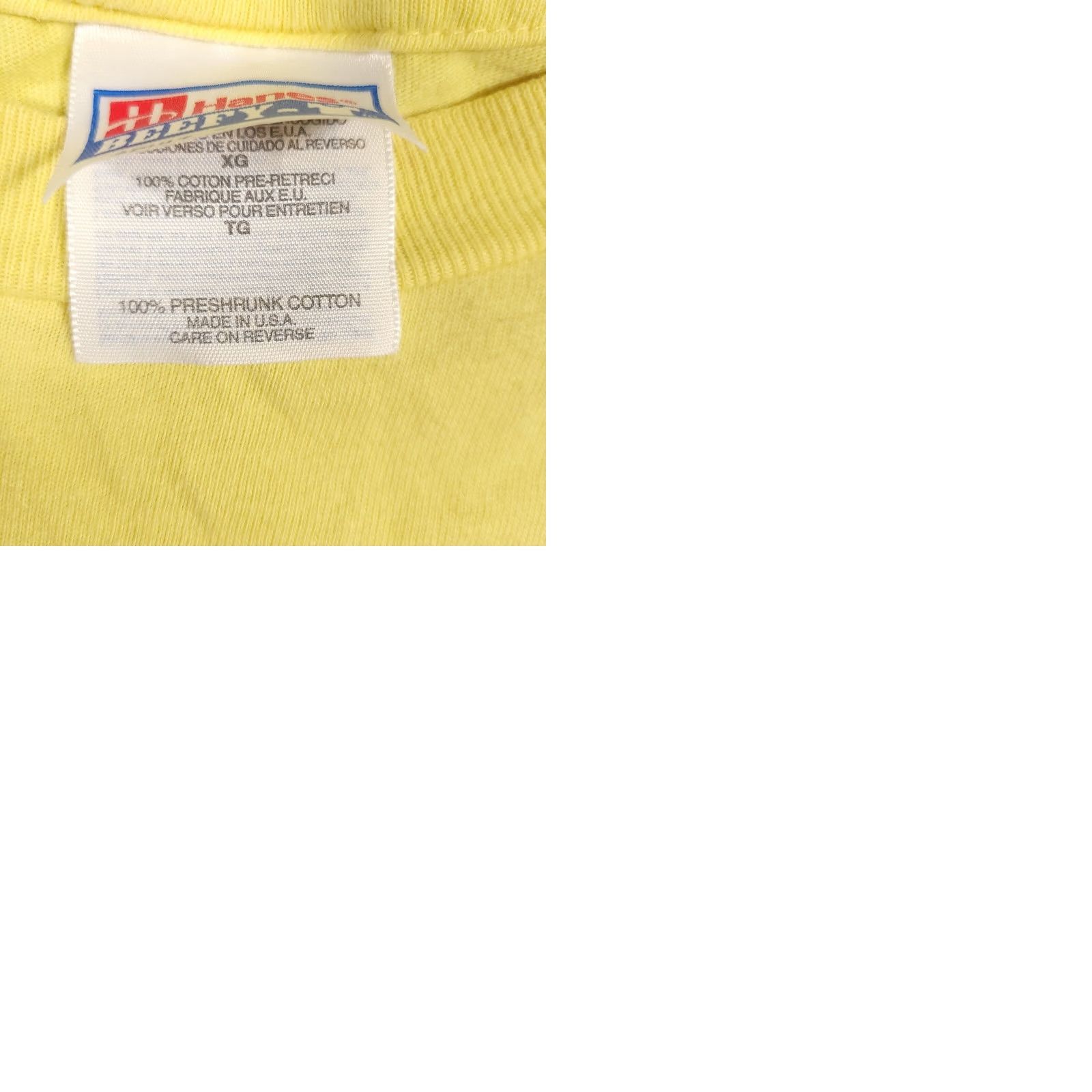 Hanes VINTAGE Hanes Beefy-T Bahamas Embroidered T-Shirt XL Yellow S/S USA Made Mens 90s Beach Tee Size US XL / EU 56 / 4 - 10 Thumbnail