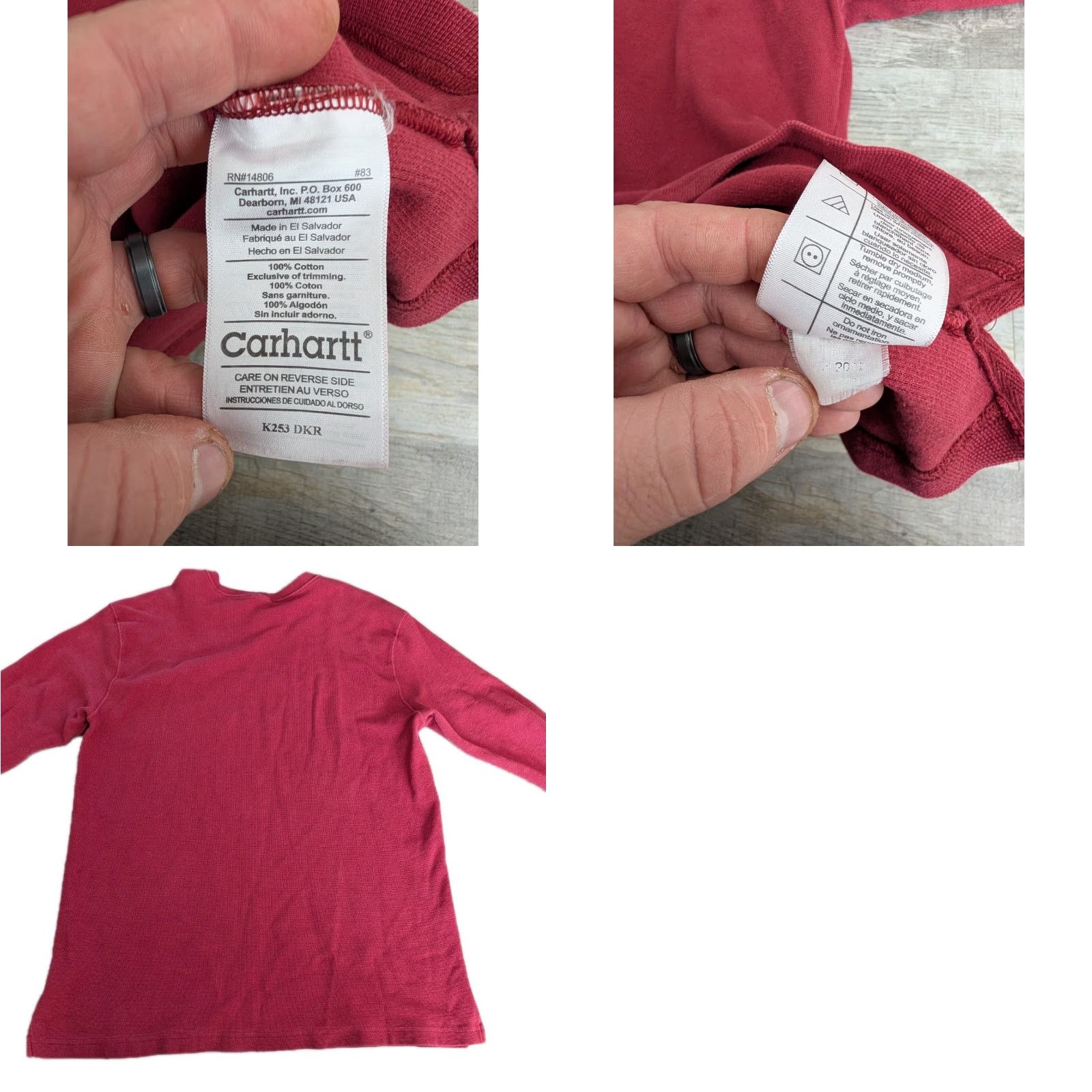 Carhartt Carhartt Long Sleeve Thermal Shirt Mens XL Waffle Knit Burgundy Size US XL / EU 56 / 4 - 9 Thumbnail
