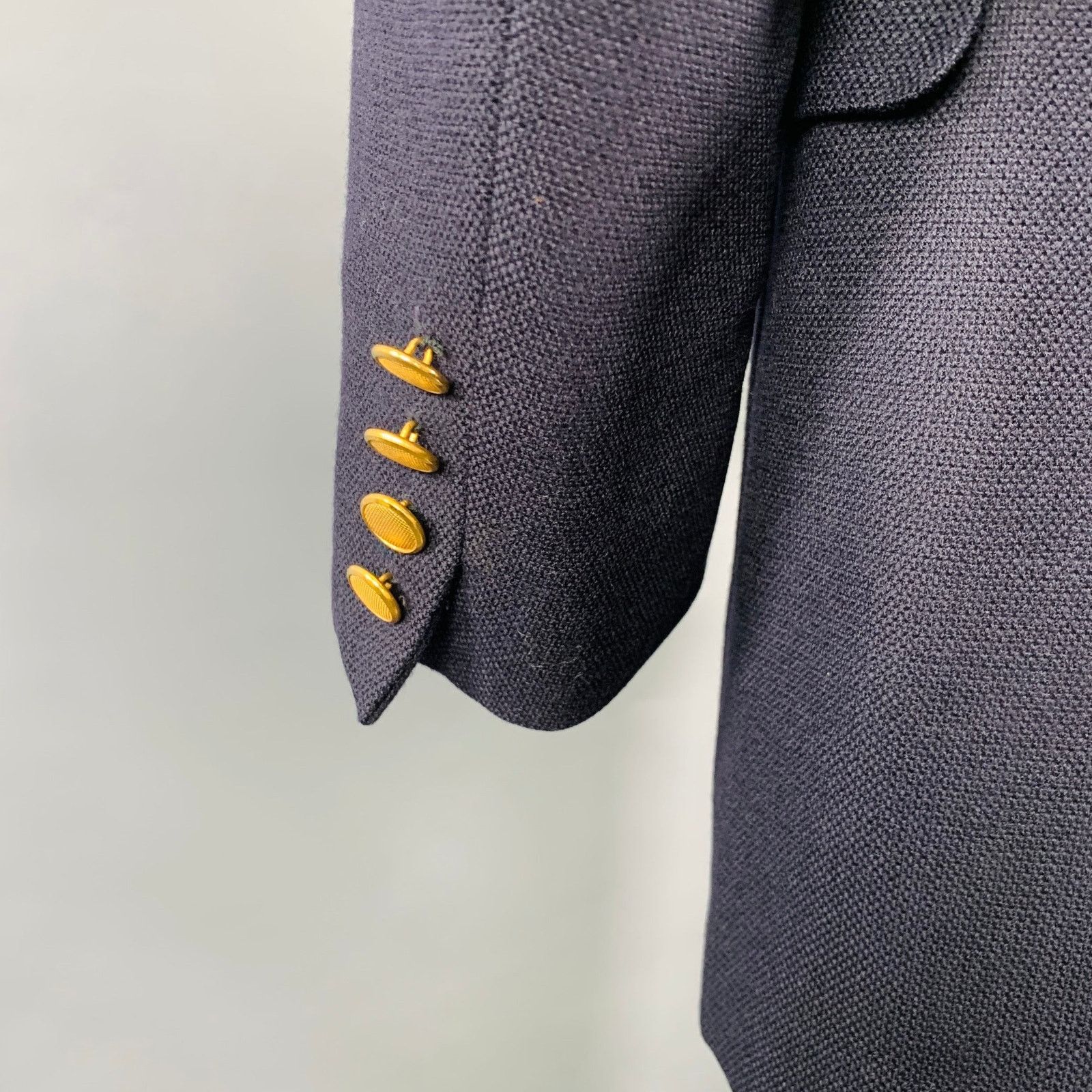Aquascutum AQUASCUTUM Size 42 Navy Wool Single Breasted Sport Coat Size 42R - 4 Thumbnail