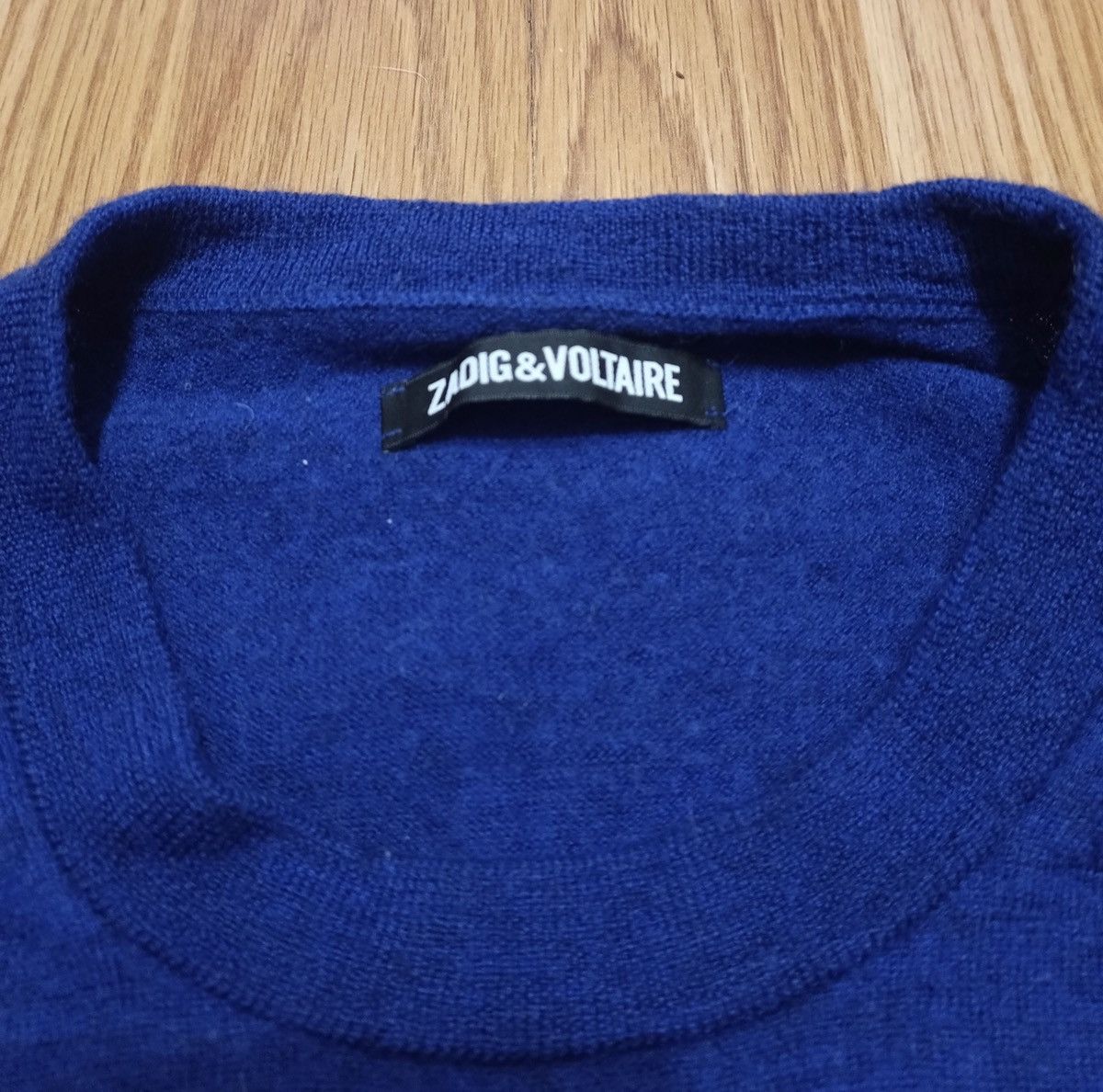 Zadig & Voltaire Jeremy Patch Blue Wool Knit Sweater Size M