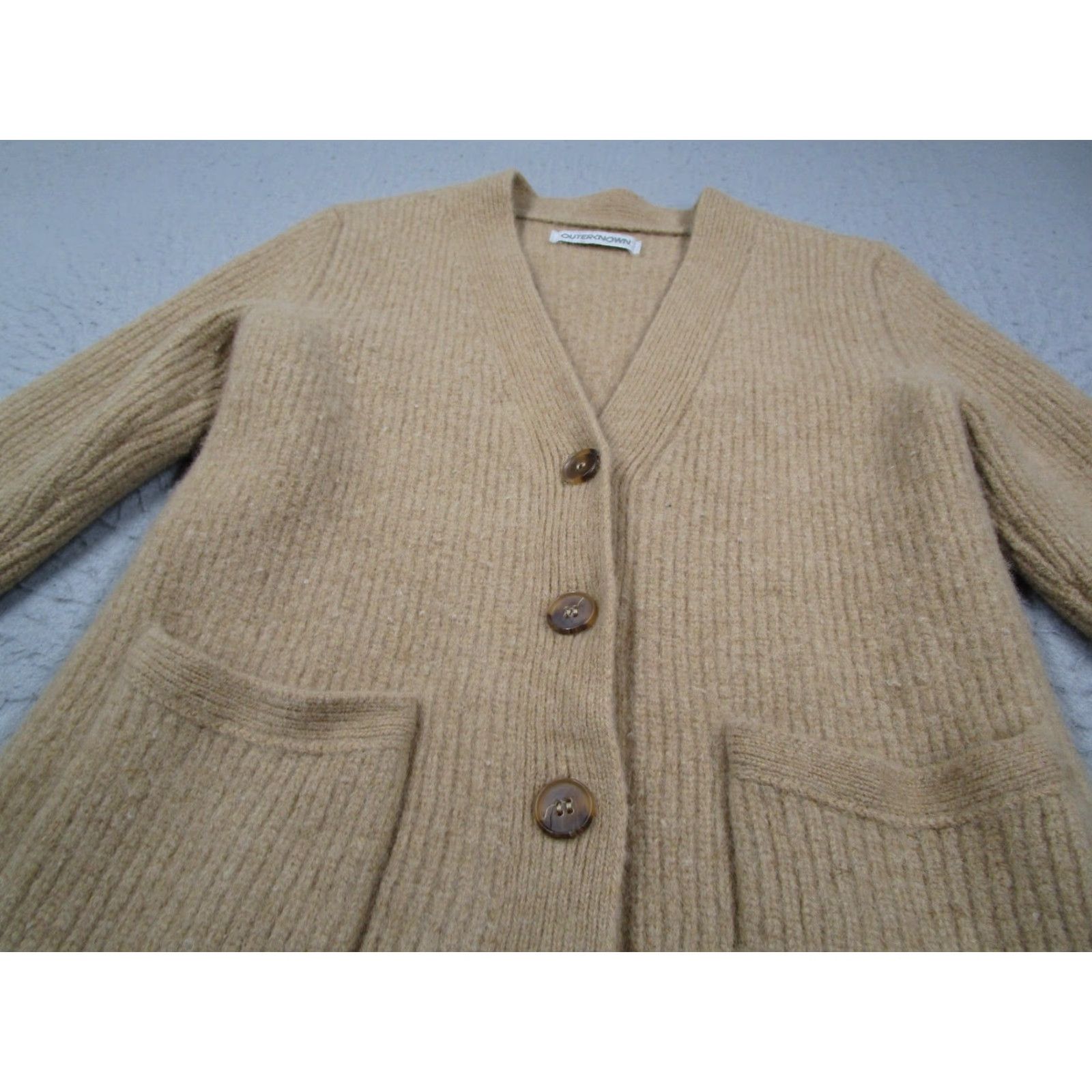 Outerknown Outerknown Cardigan Womens XS Beige 100% Merino Wool Button Ribbed Knit V-Neck Raglan Sleeve Size XS / US 0-2 / IT 36-38 - 2 Thumbnail
