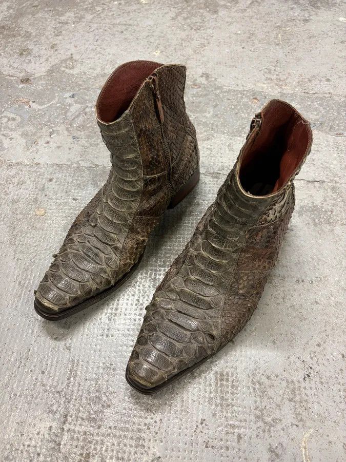 Roberto Cavalli × Vintage 2000s Roberto Cavalli Python Leather Boots Size US 9 / EU 42 - 3 Thumbnail
