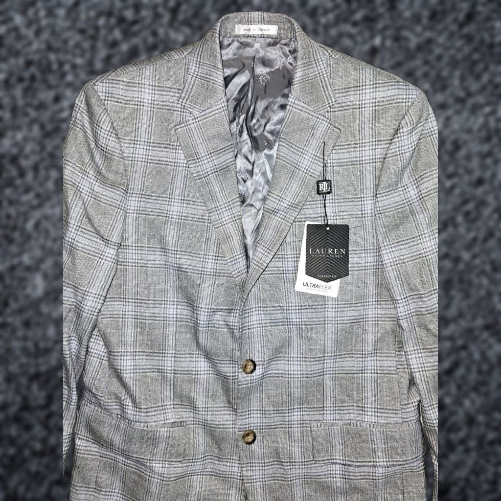 Ralph Lauren Ralph Lauren Men Blazer 38R Gray/Blue Ultraflex Lexington Suit Coat NWT Mens Size 38R - 1 Thumbnail