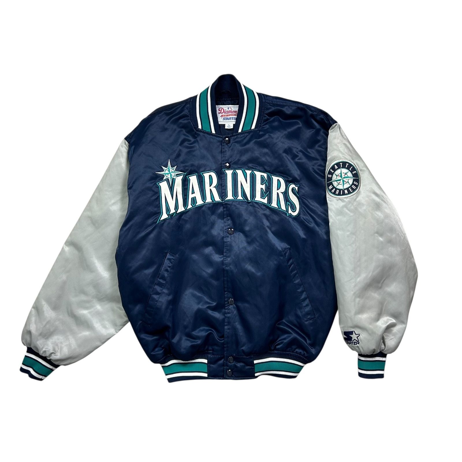 MLB VTG 90s SEATTLE MARINERS STARTER DIAMOND SATIN JACKET Size US L / EU 52-54 / 3 - 1 Thumbnail