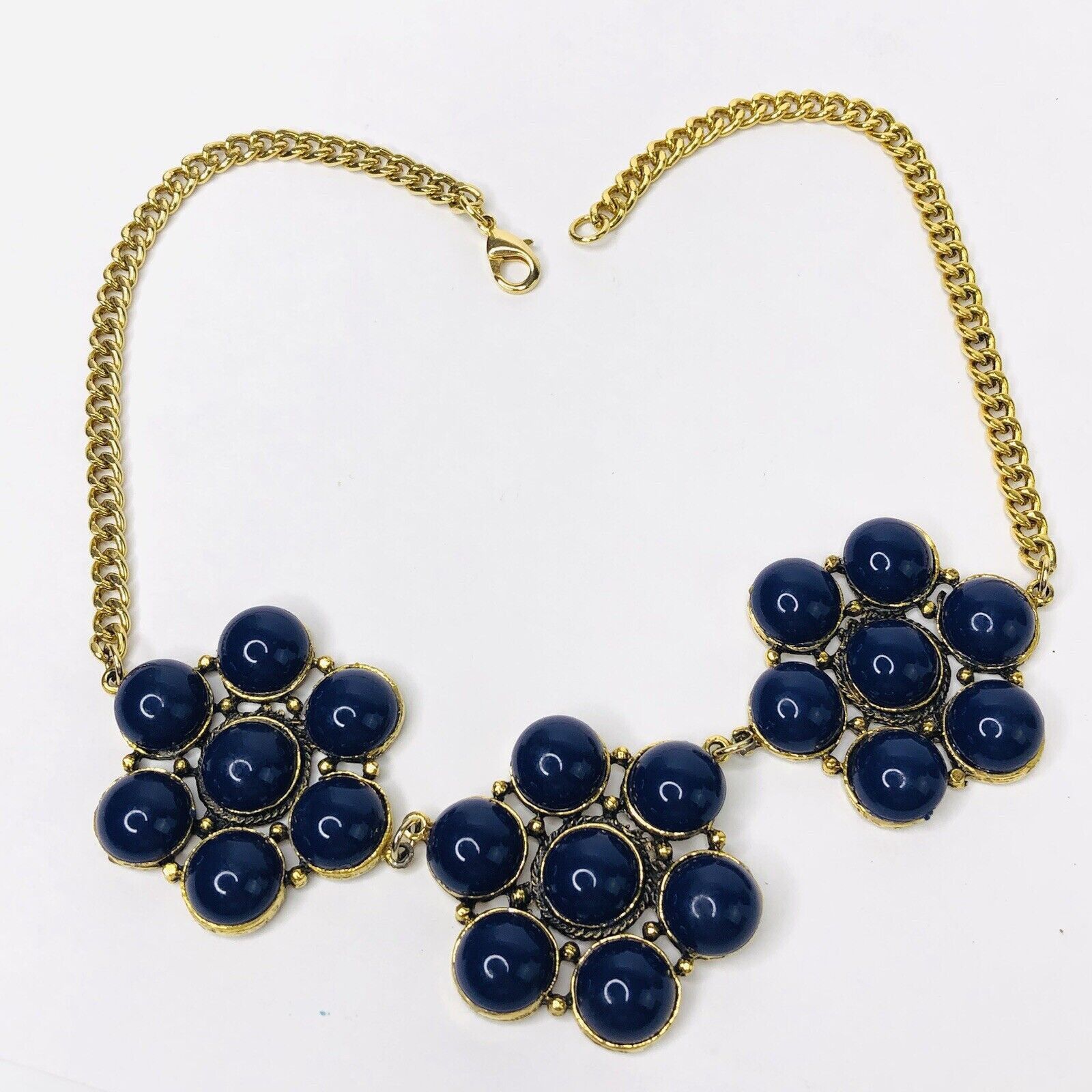 Other Yochi Statement Gold Chain Necklace 18” Navy Blue Cabochon Size ONE SIZE - 3 Thumbnail