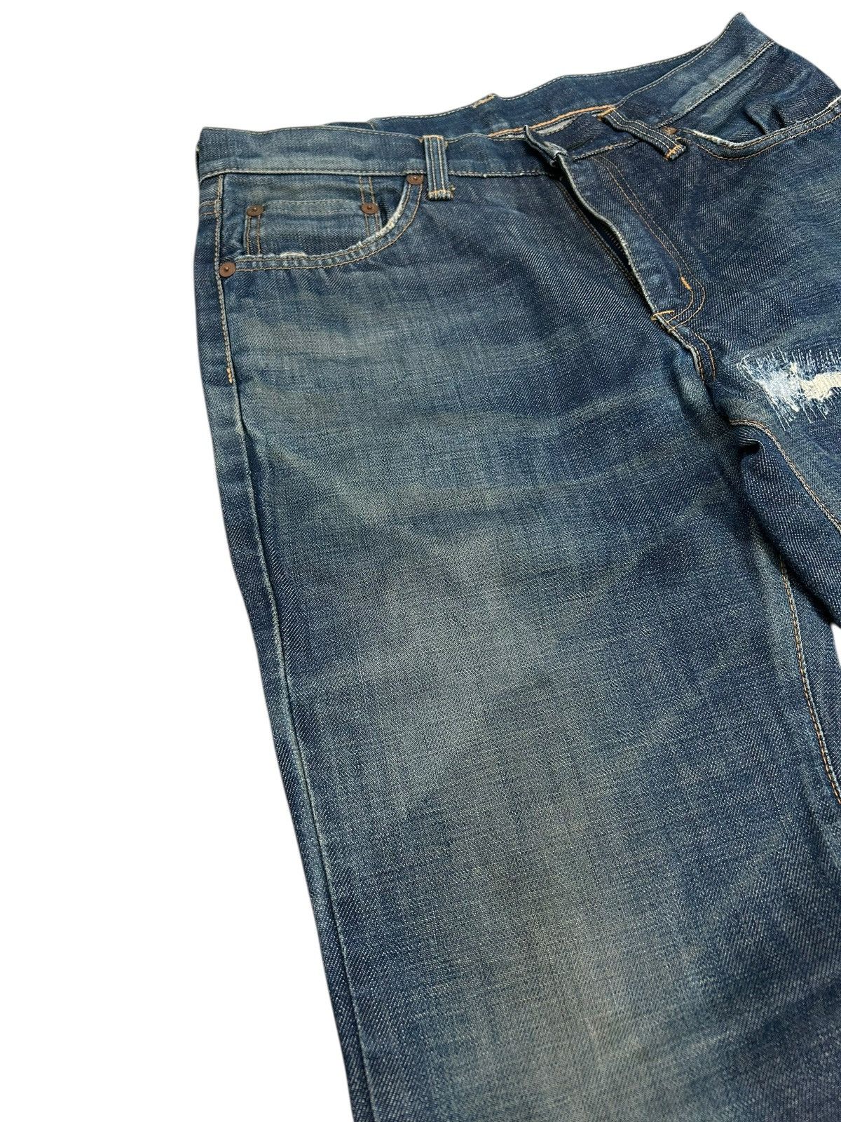 Edwin × Hysteric Glamour × Japanese Brand Vintage Edwin 800SX Flare Washed Ripped Texture Distressed Size US 29 - 11 Thumbnail