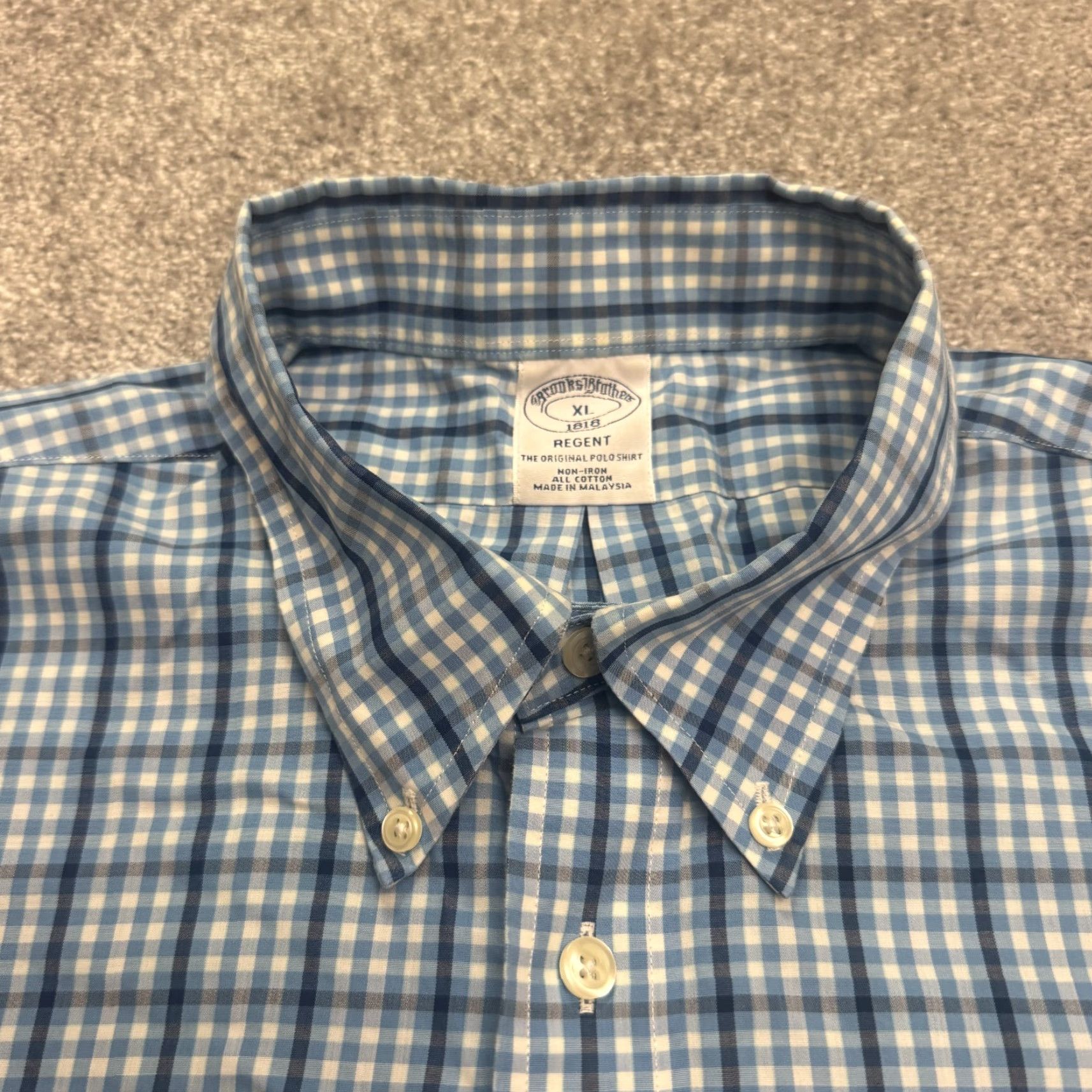 Brooks Brothers VINTAGE Brooks Brothers 1818 Regent Polo Shirt Mens XL Blue Plaid Button-Down Non-Iron Classic Shirt Mens XL Blue Plaid Size US XL / EU 56 / 4 - 3 Thumbnail